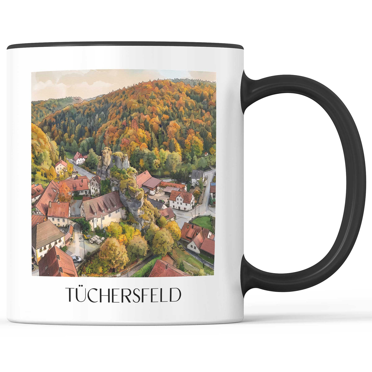 tüchersfeld-fränkische-schweiz-deutschland-kaffeebecher-aquarell