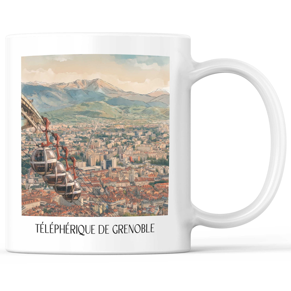 Téléphérique de Grenoble Kaffeebecher - Isère - Frankreich Becher - Kaffeetasse im Aquarell Stil - favplace