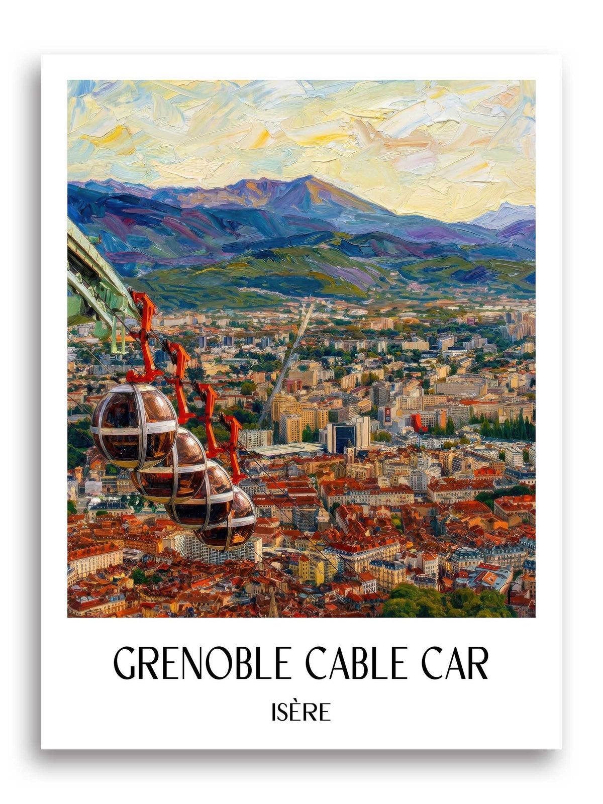 Téléphérique de Grenoble Poster - Isère - Frankreich Kunstdruck - Ölgemälde von A4 bis A1 - favplace