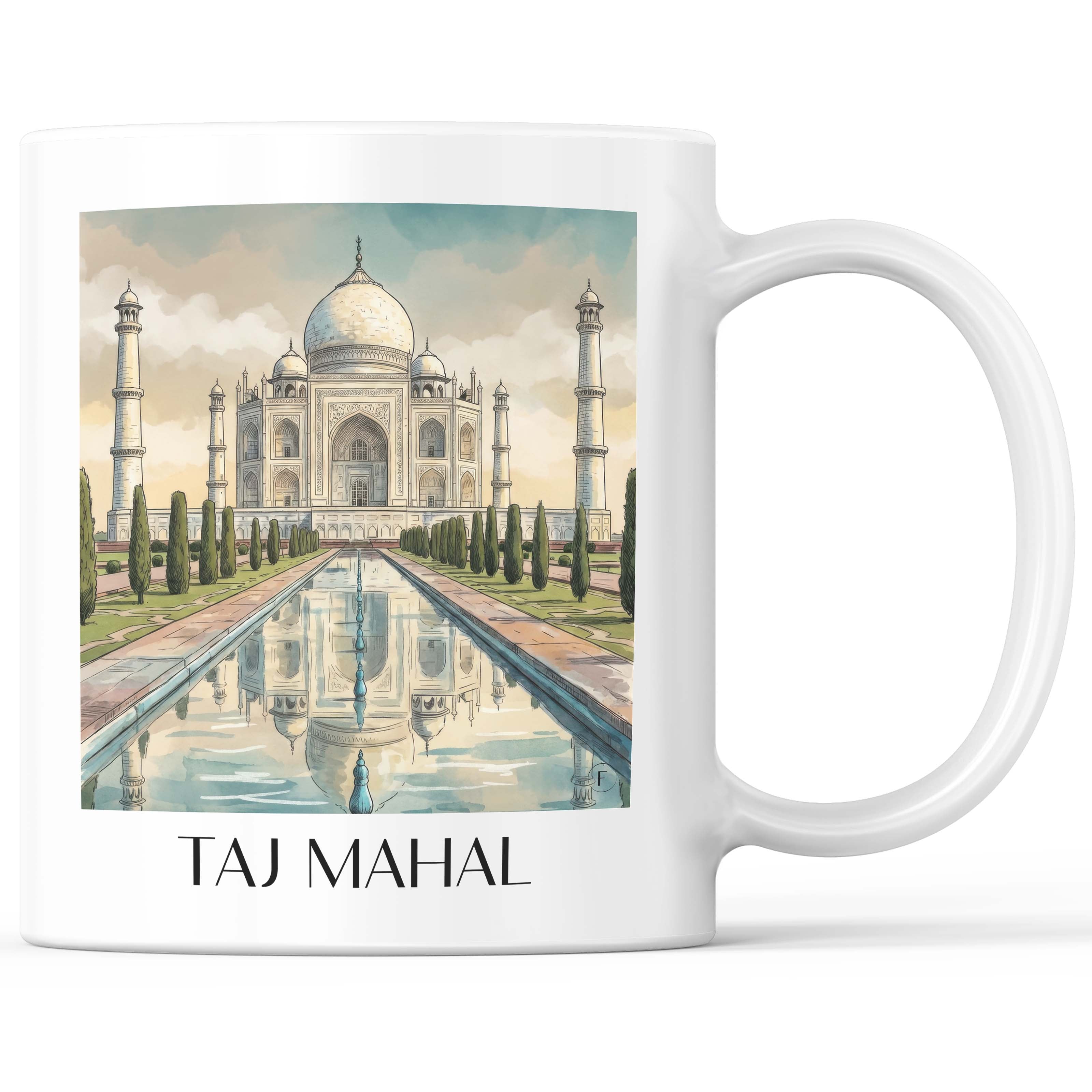 Taj Mahal - Indien Becher - Kaffeetasse im Aquarell Stil - favplace