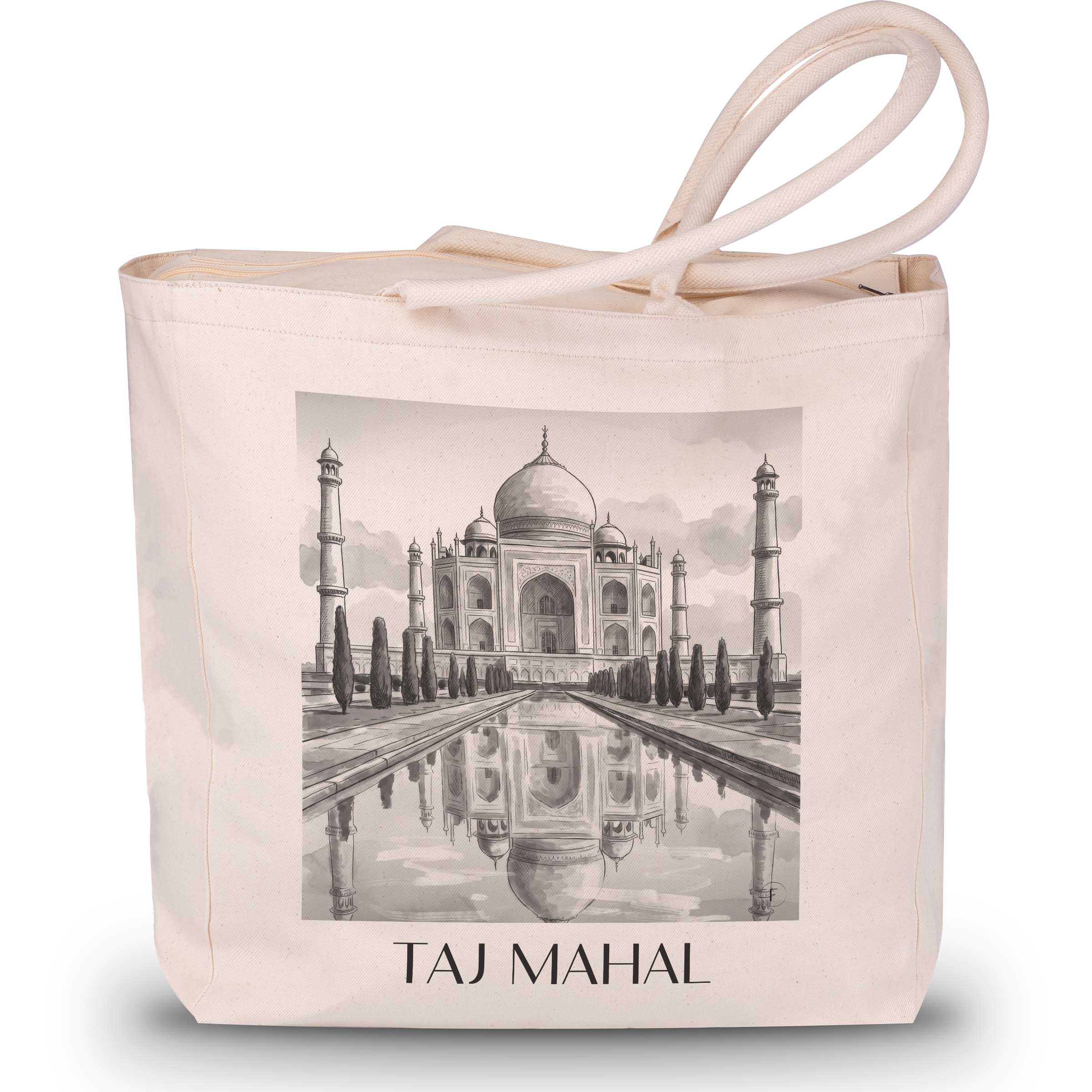 taj-mahal-indien-einkaufstasche-aquarell-schwarz-weiss