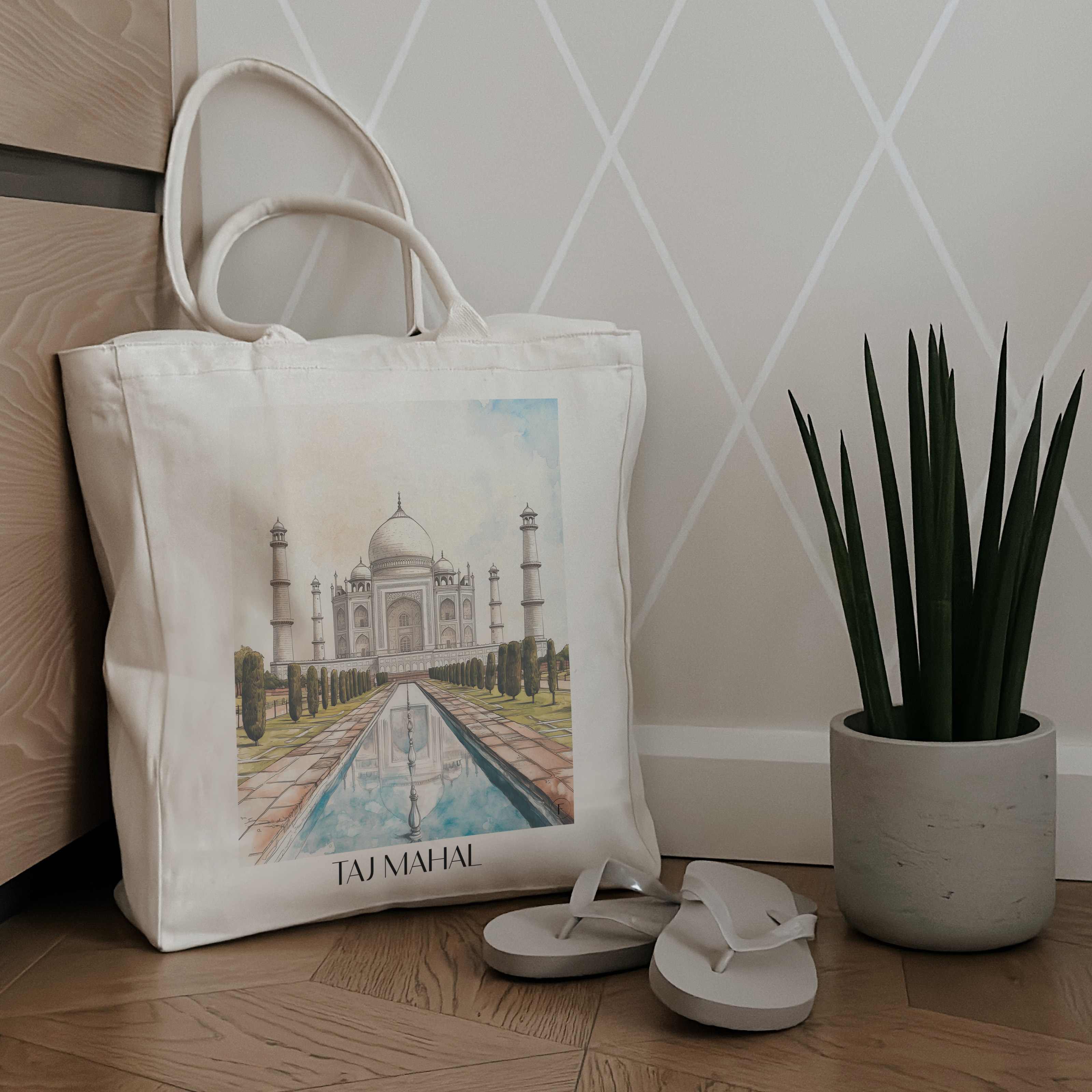 taj-mahal-indien-einkaufstasche-aquarell
