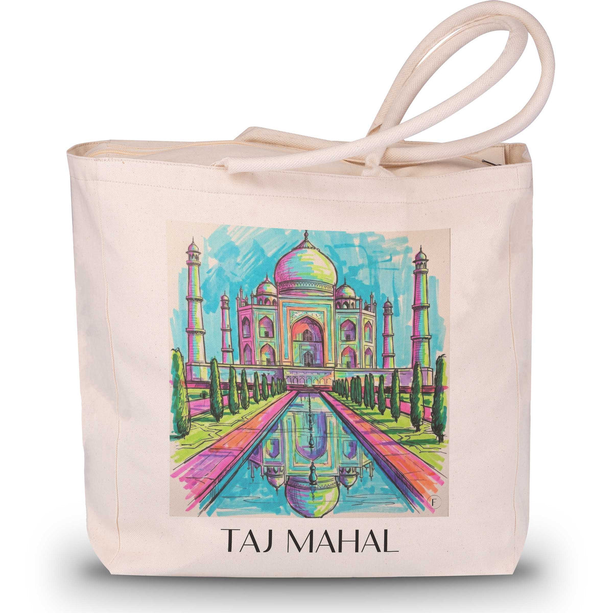 Taj Mahal - Indien Tote Bag - Einkaufstasche im Tag Graffiti Stil - favplace