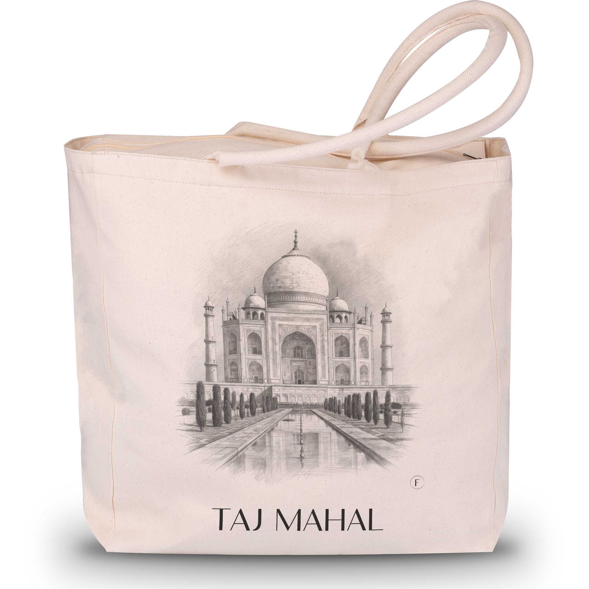 Taj Mahal - Indien Tote Bag - Einkaufstasche im Zeichnung Stil - favplace