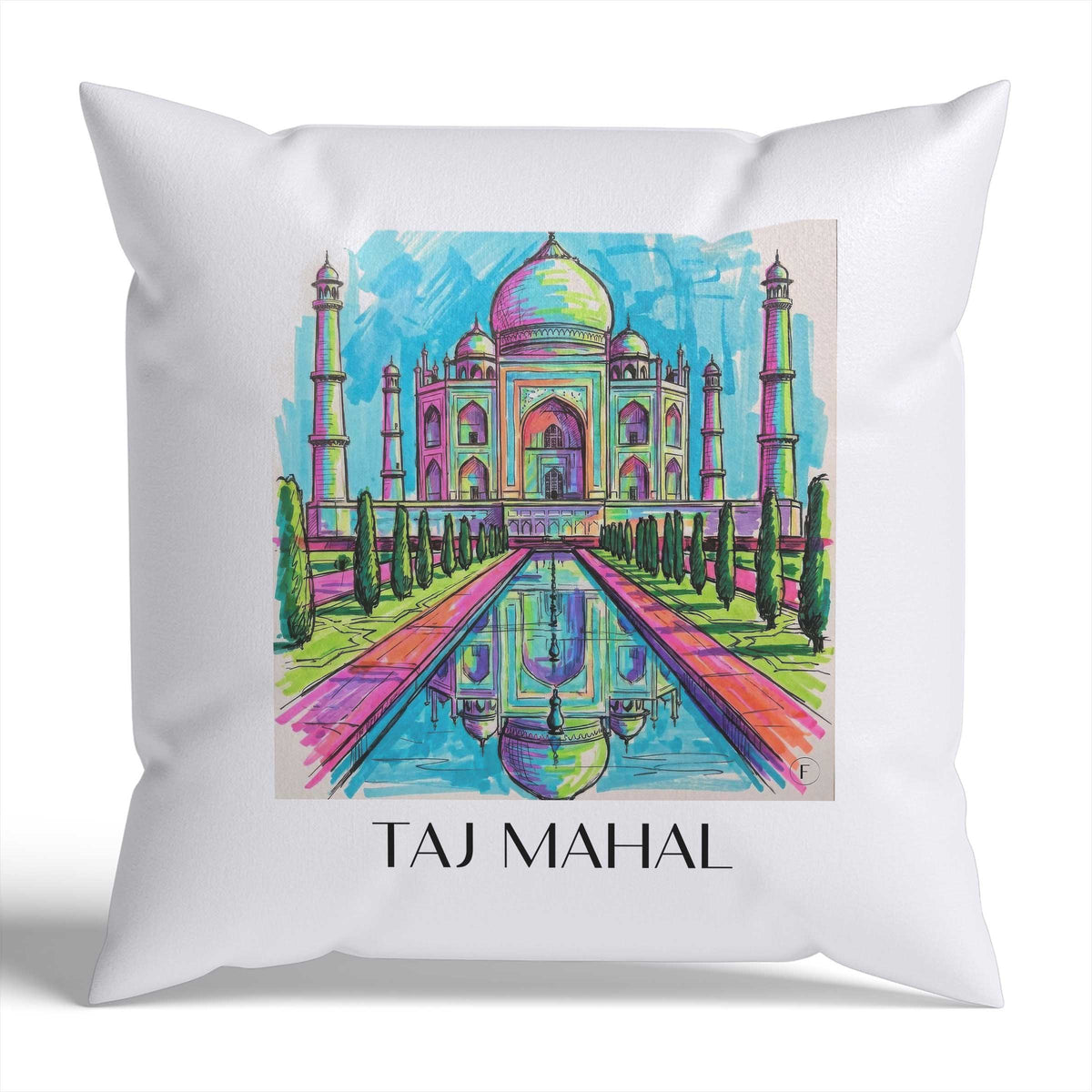 Taj Mahal Kissenhülle - Zierkissen Bezug - Indien - Indien Kissen bzw. Kissenbezug im Tag Graffiti Stil - favplace