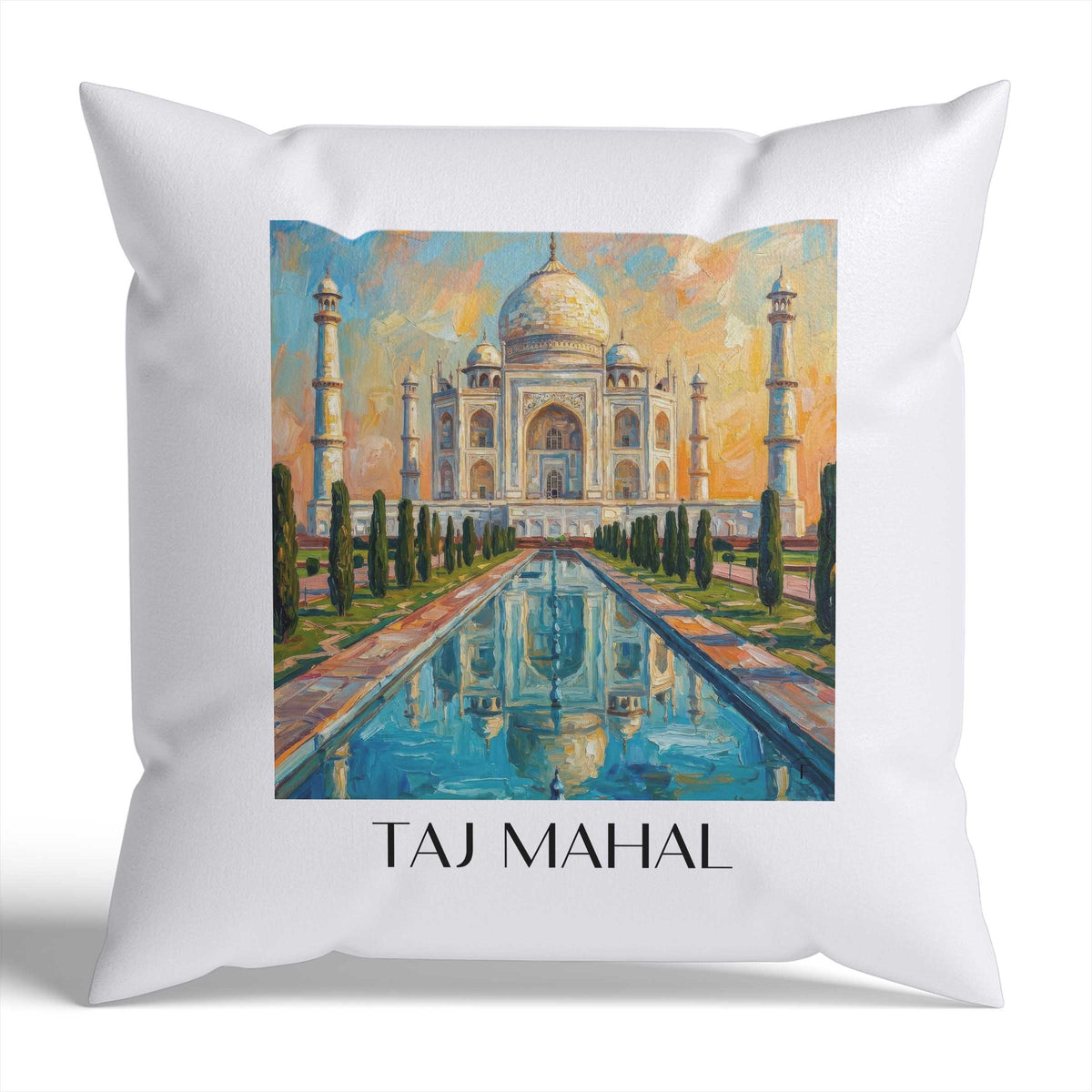 Taj Mahal Kissenhülle - Zierkissen Bezug - Indien - Indien Kissen bzw. Kissenbezug im Ölgemälde Stil - favplace