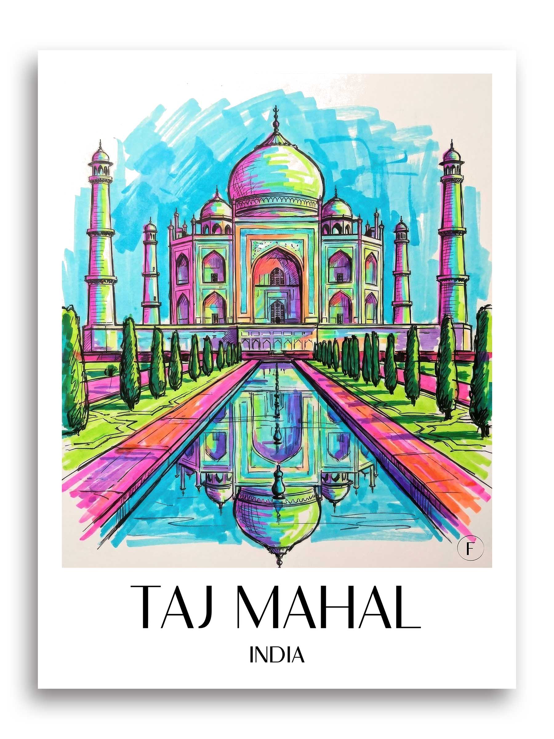 Taj Mahal Poster - - Indien Kunstdruck - Tag Graffiti von A4 bis A1 - favplace