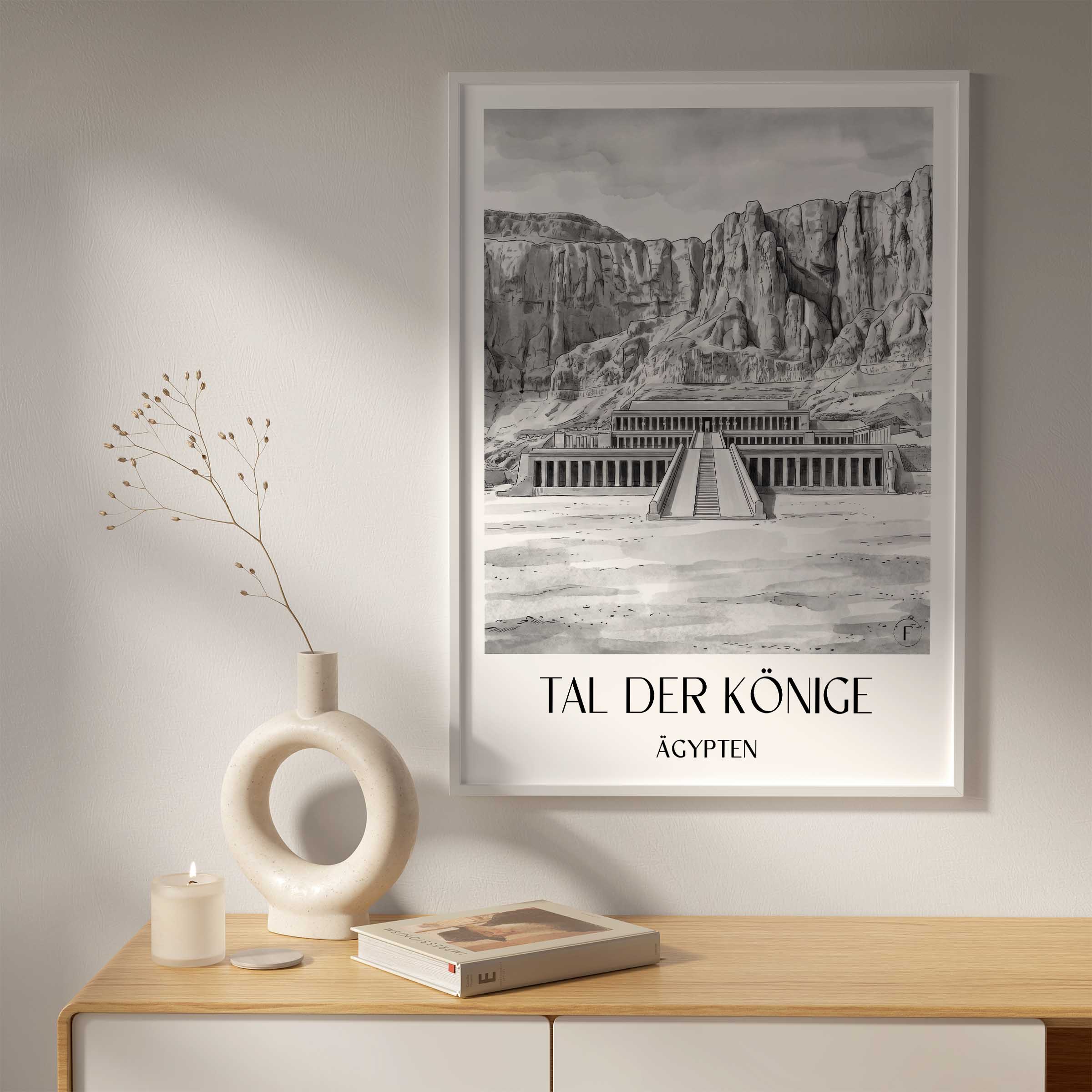 tal-der-könige-ägypten-poster-aquarell-schwarz-weiss
