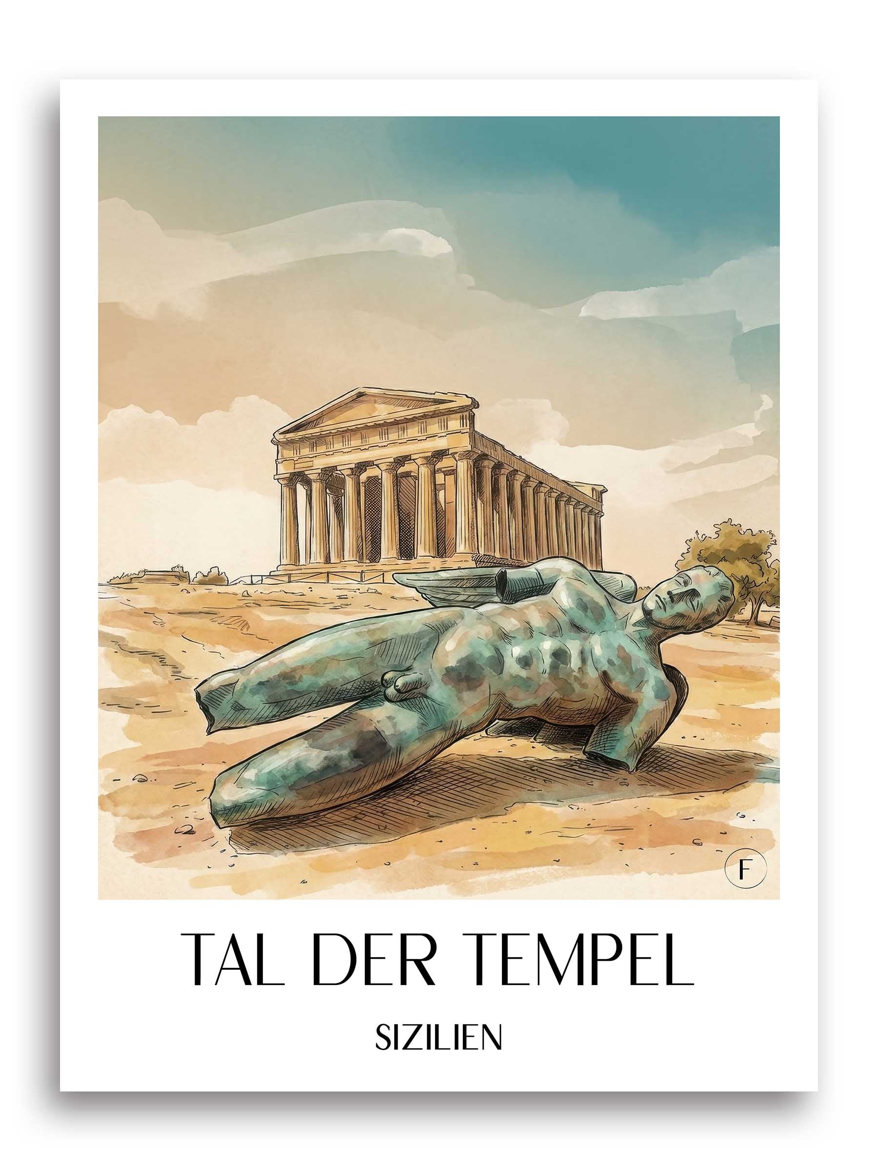 tal-der-tempel-sizilien-italien-poster-aquarell
