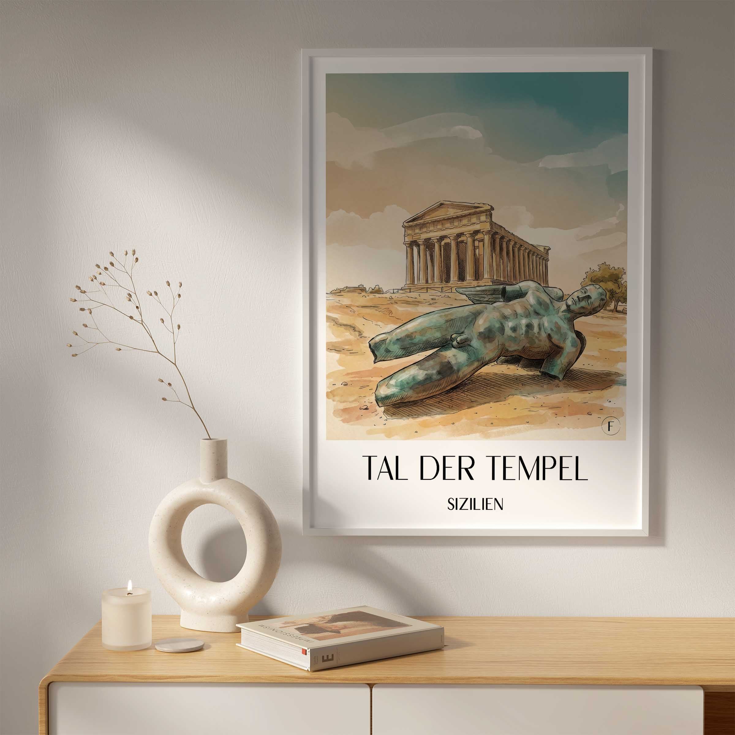 tal-der-tempel-sizilien-italien-poster-aquarell