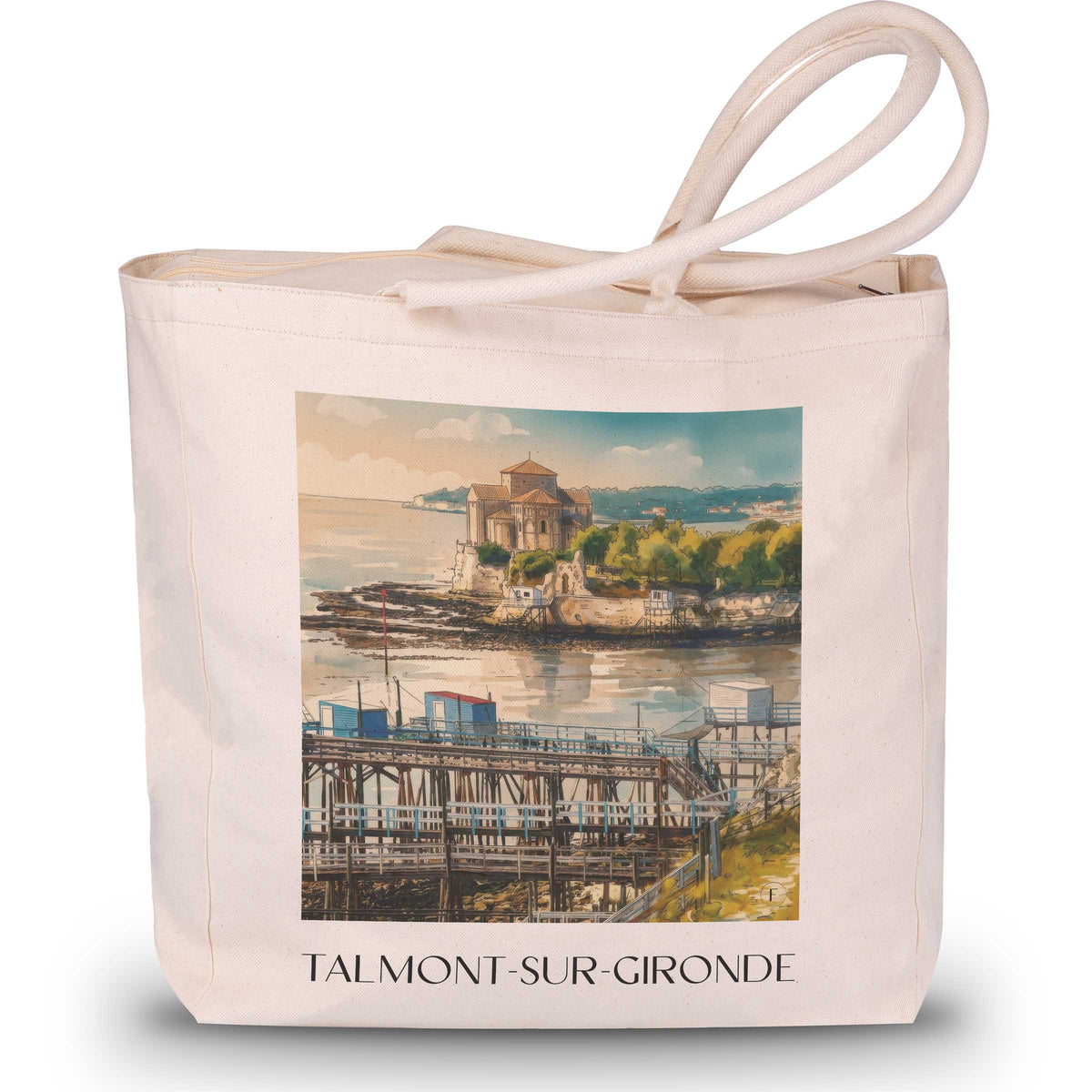 talmont-sur-gironde-estuaire-de-la-gironde-frankreich-einkaufstasche-aquarell
