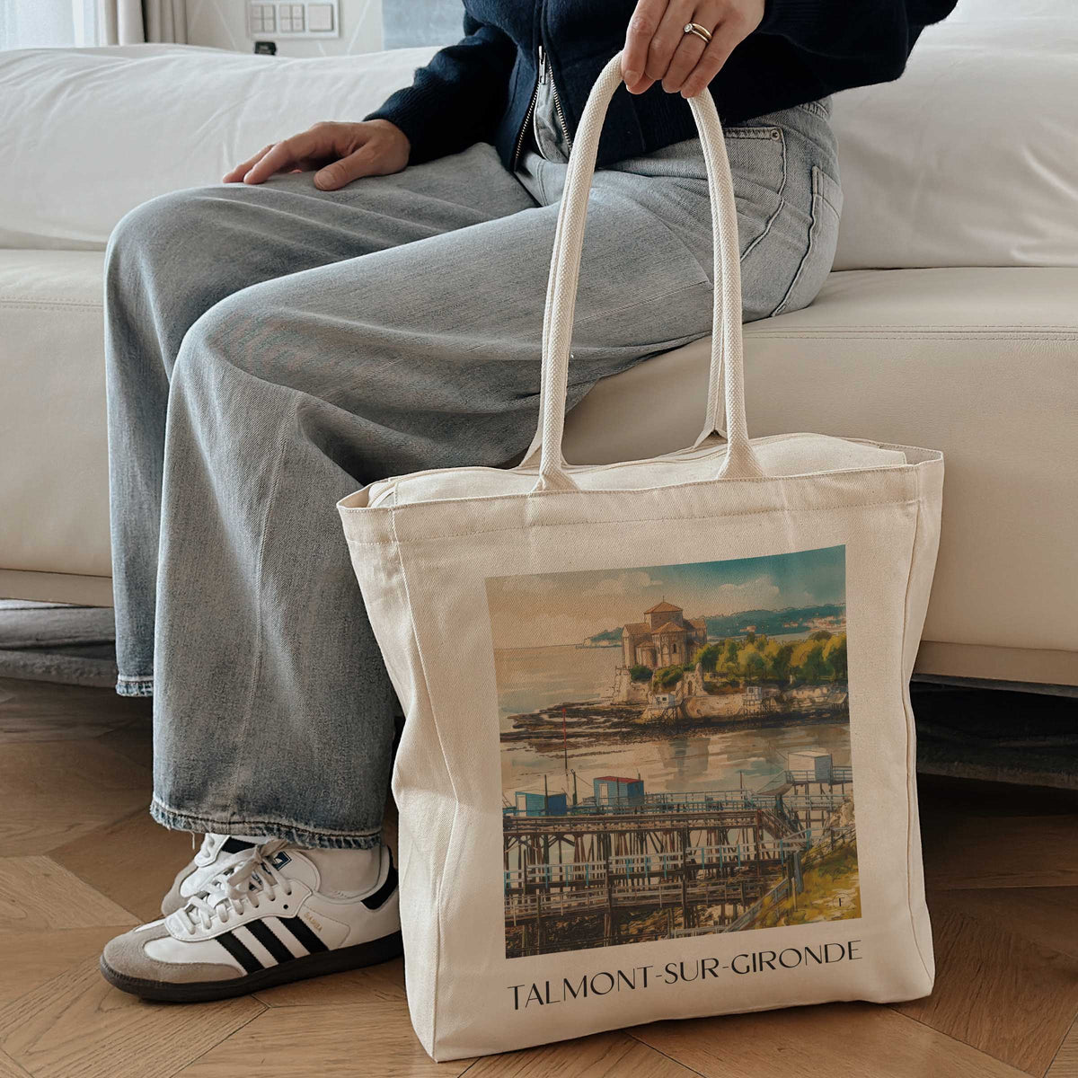 talmont-sur-gironde-estuaire-de-la-gironde-frankreich-einkaufstasche-aquarell