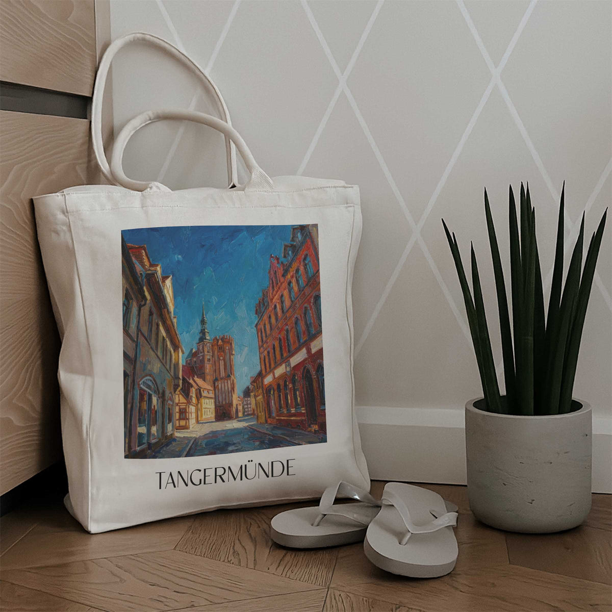 tangermünde-altmark-deutschland-einkaufstasche-oil-painting-oelgemaelde