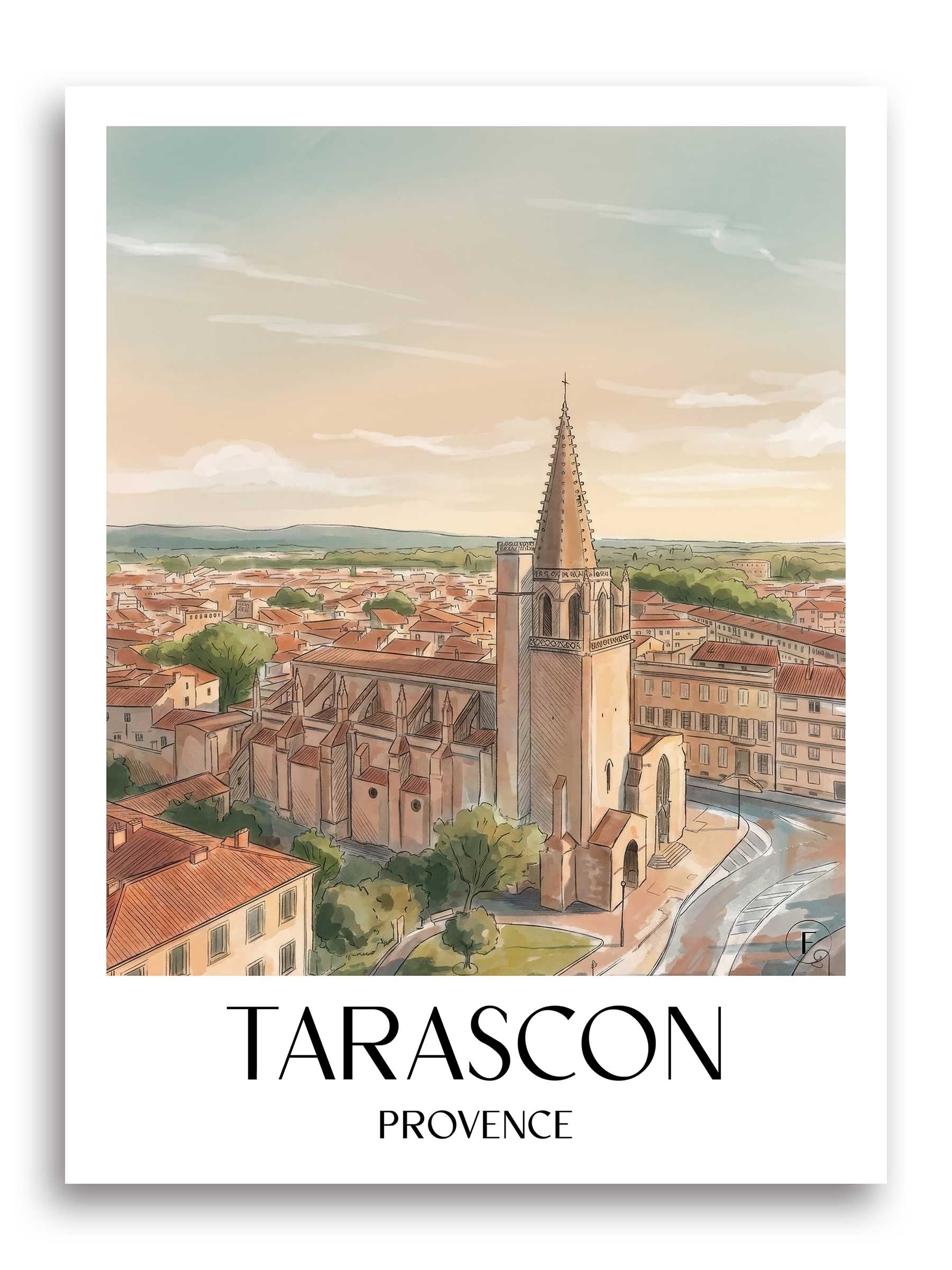 tarascon-provence-frankreich-poster-aquarell