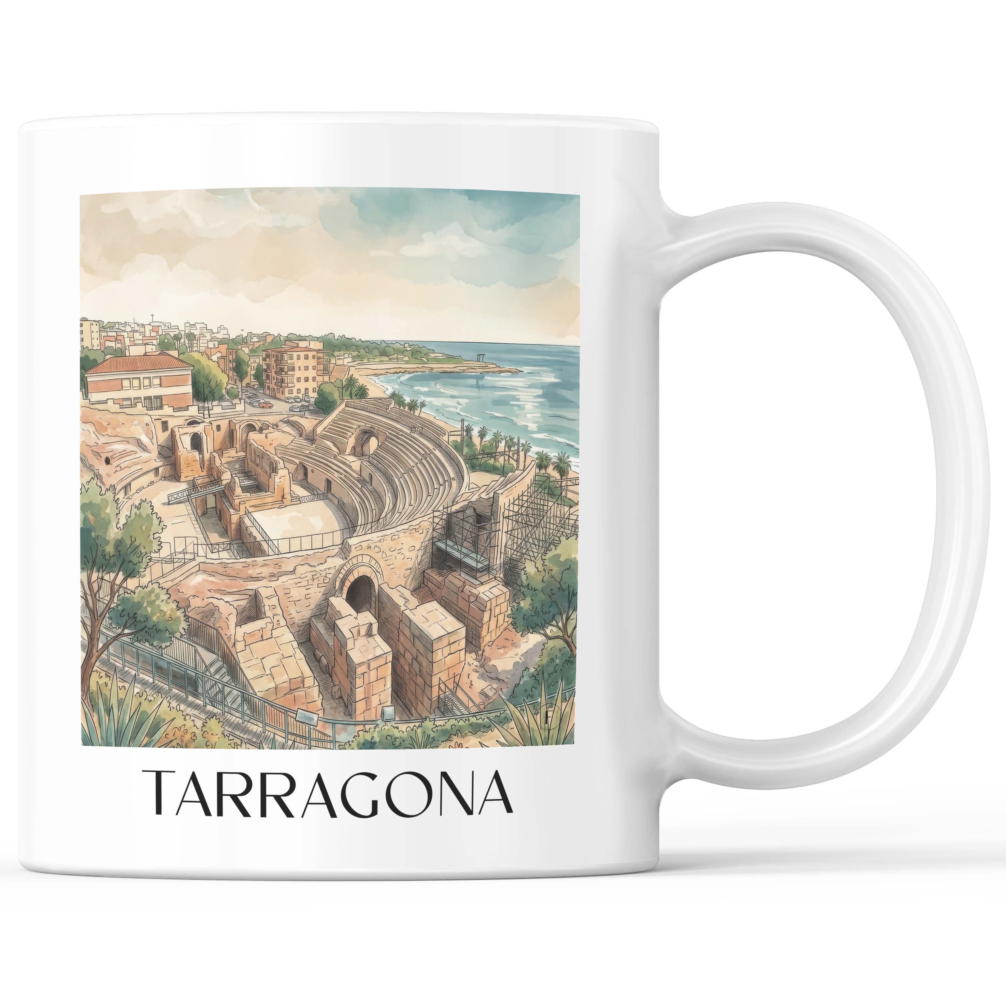 Tarragona Kaffeebecher - Spanien - Spanien Becher - Kaffeetasse im Aquarell Stil - favplace
