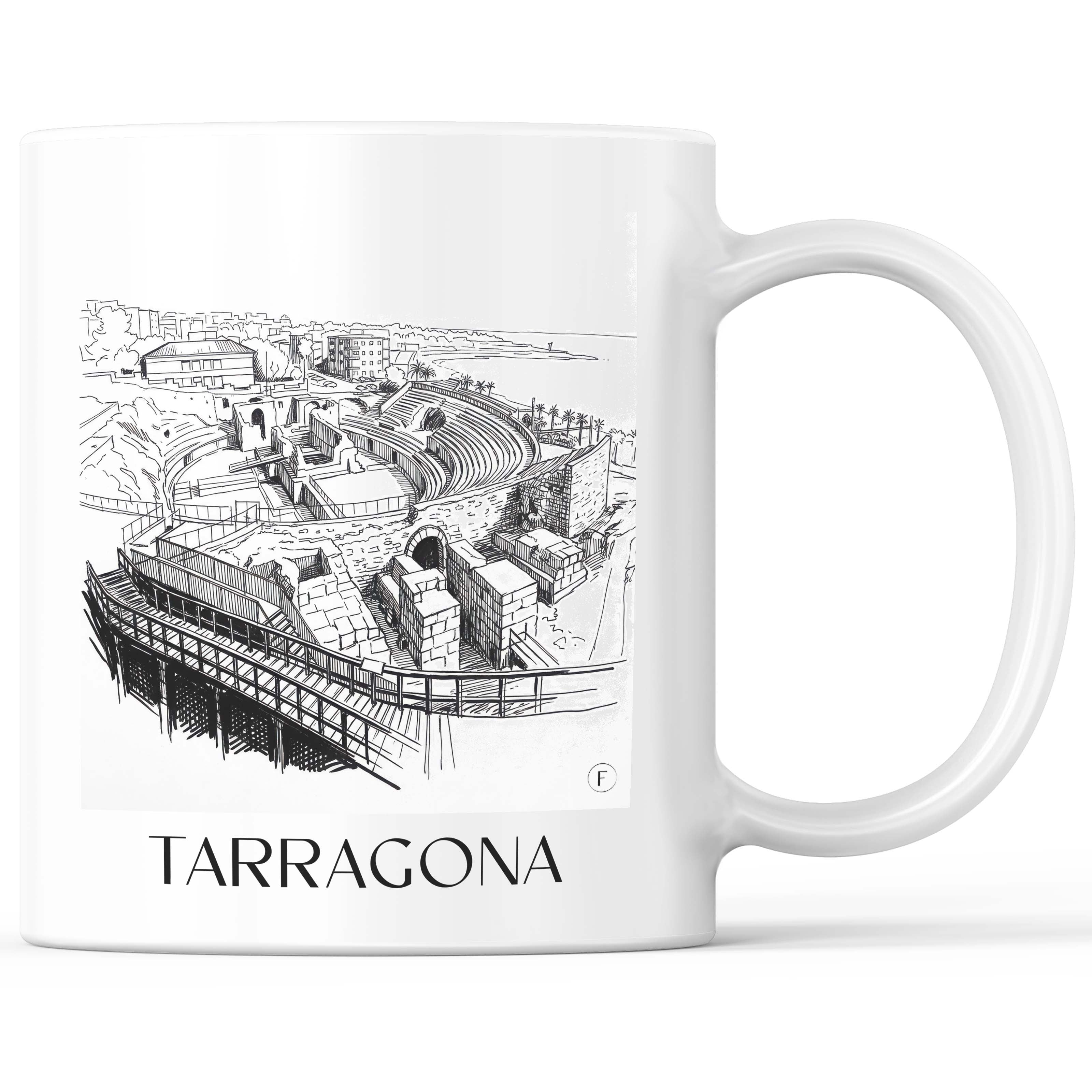 Tarragona Kaffeebecher - Spanien - Spanien Becher - Kaffeetasse im Skizze Stil - favplace