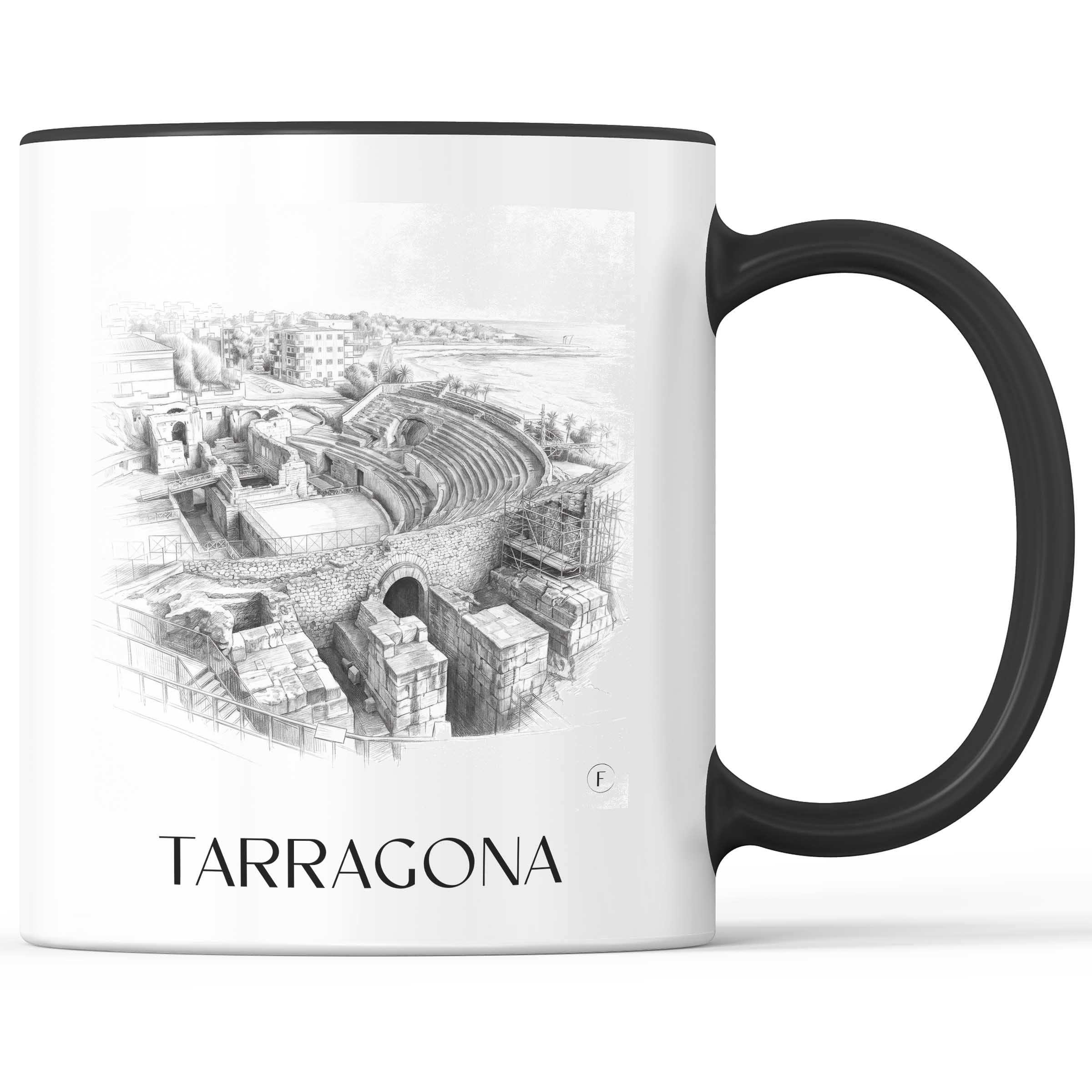 tarragona-spanien-spanien-kaffeebecher-bleistift-zeichnung-drawing
