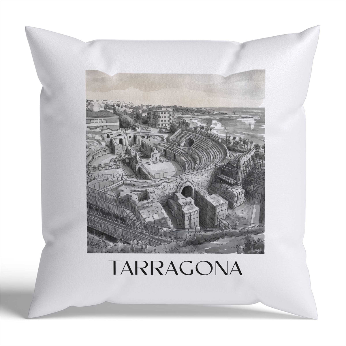 tarragona-spanien-spanien-kissenbezug-aquarell-schwarz-weiss