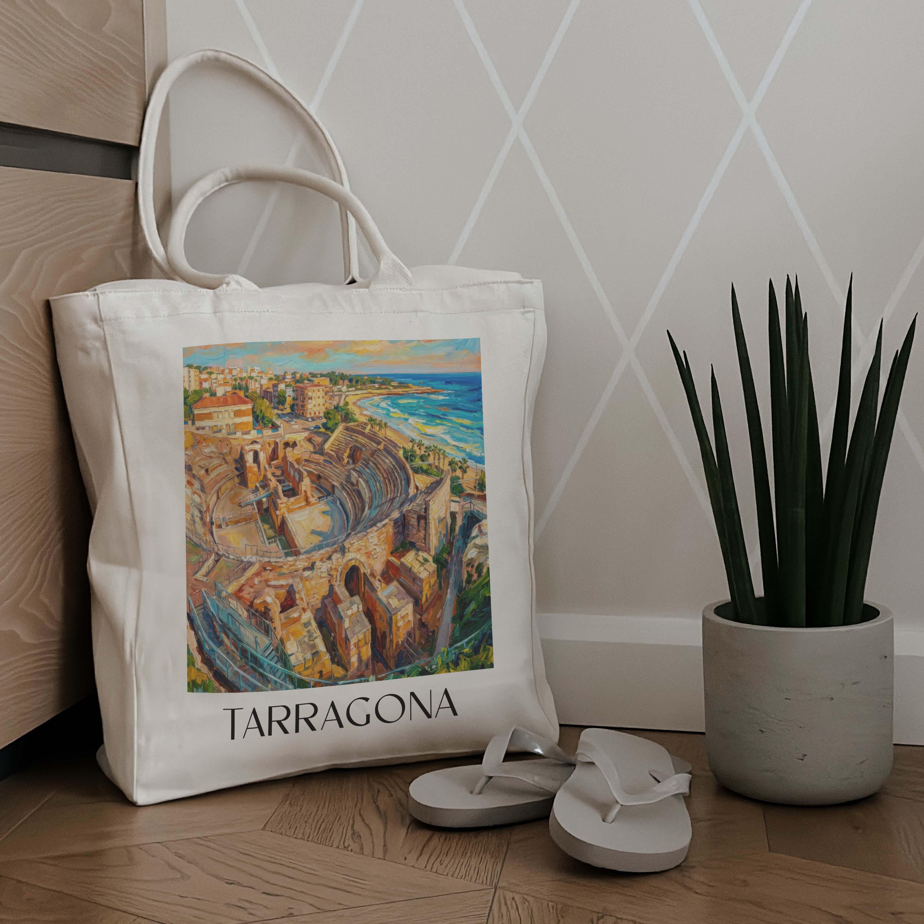 tarragona-spanien-spanien-einkaufstasche-oil-painting-oelgemaelde