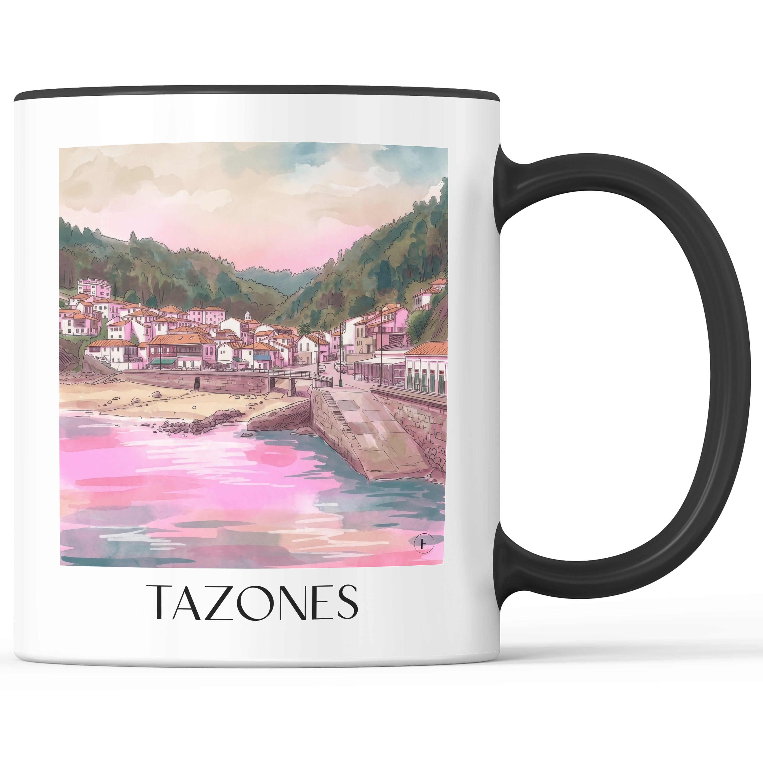 Tazones Kaffeebecher - Spanien - Spanien Becher - Kaffeetasse im Aquarell Pink Stil - favplace
