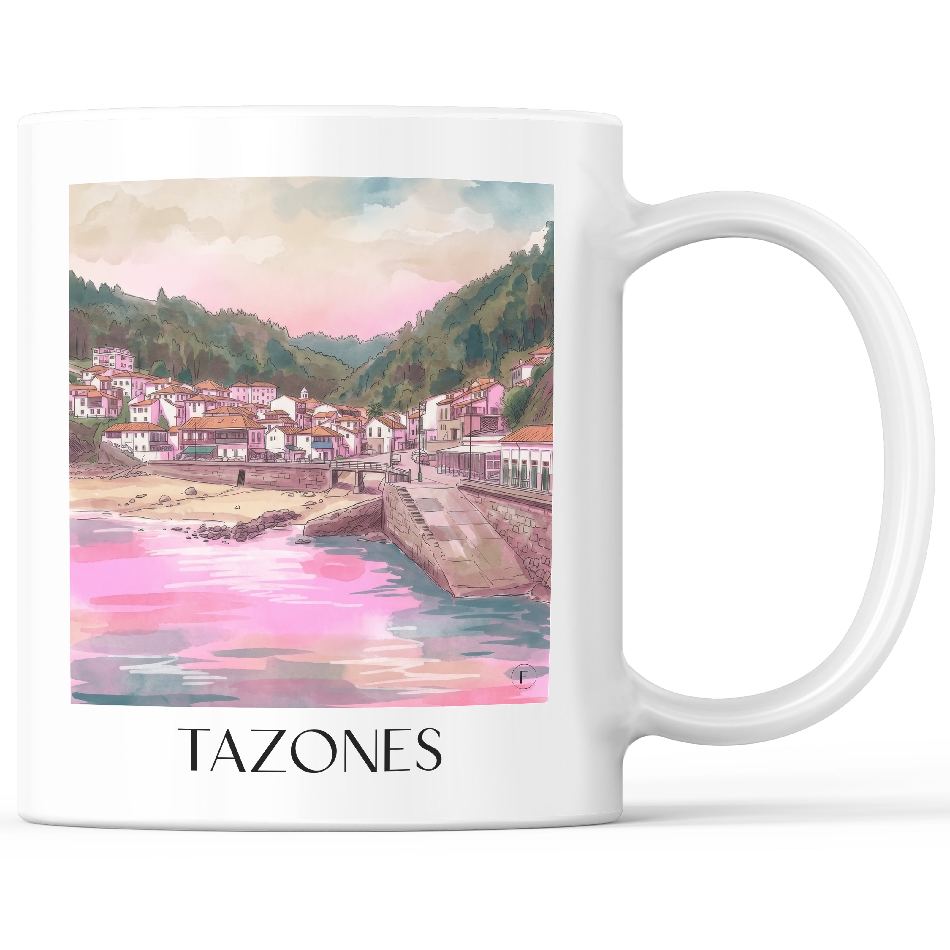 Tazones Kaffeebecher - Spanien - Spanien Becher - Kaffeetasse im Aquarell Pink Stil - favplace