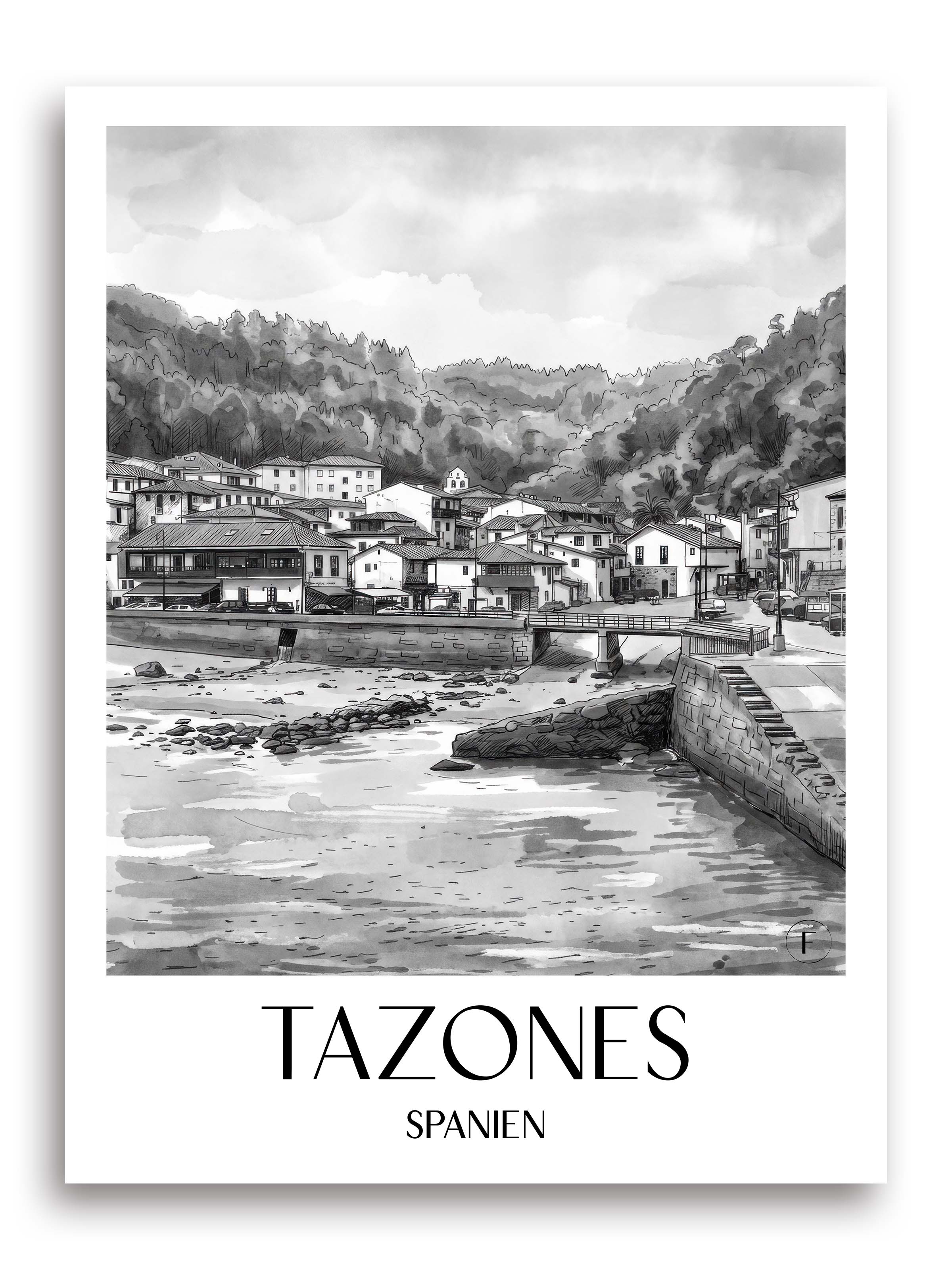 tazones-spanien-spanien-poster-aquarell-schwarz-weiss