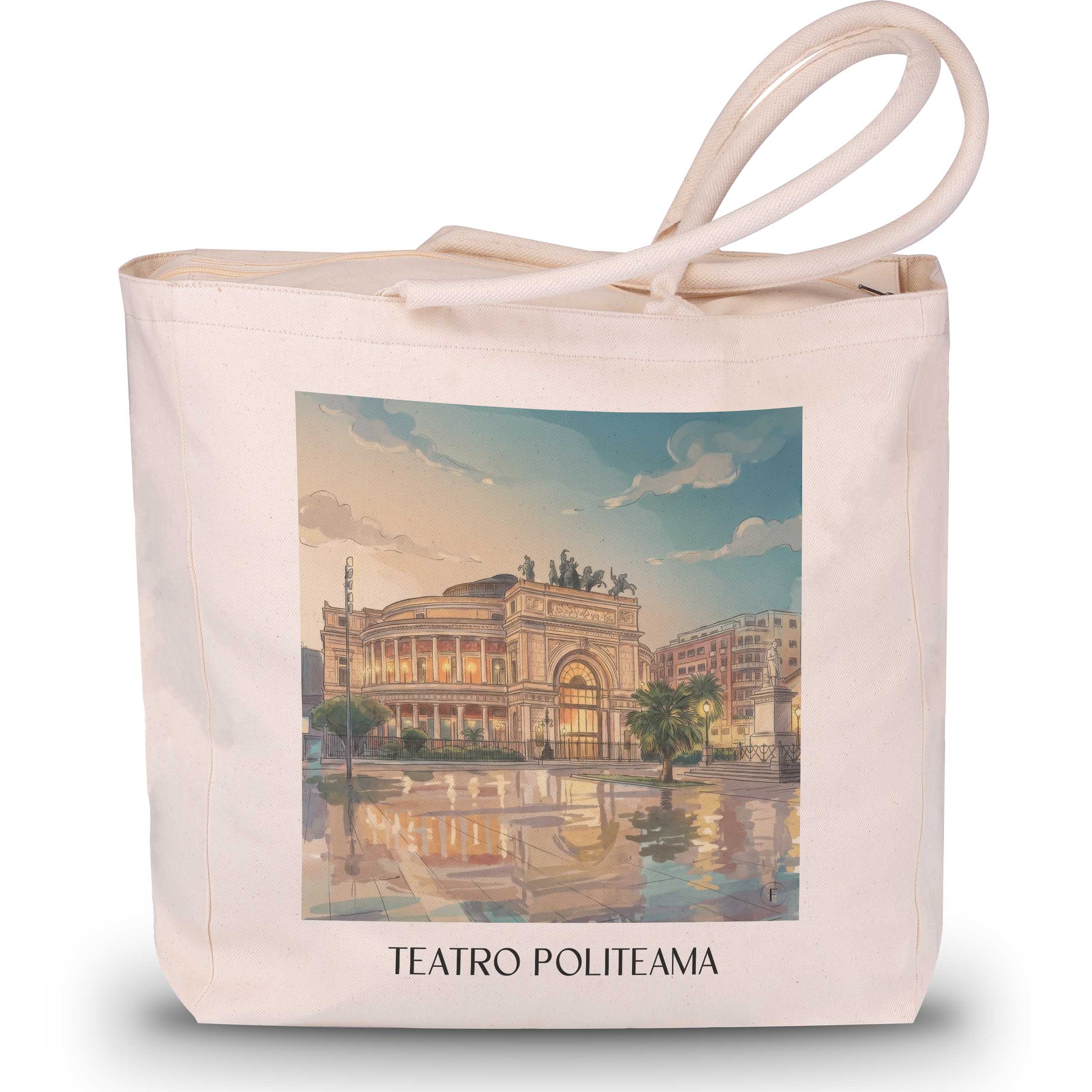 teatro-politeama-palermo-italien-einkaufstasche-aquarell
