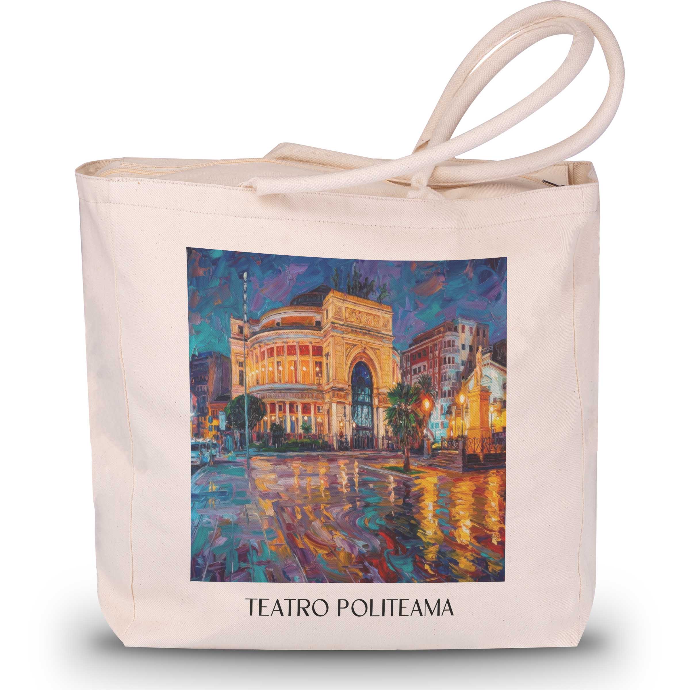 teatro-politeama-palermo-italien-einkaufstasche-oil-painting-oelgemaelde