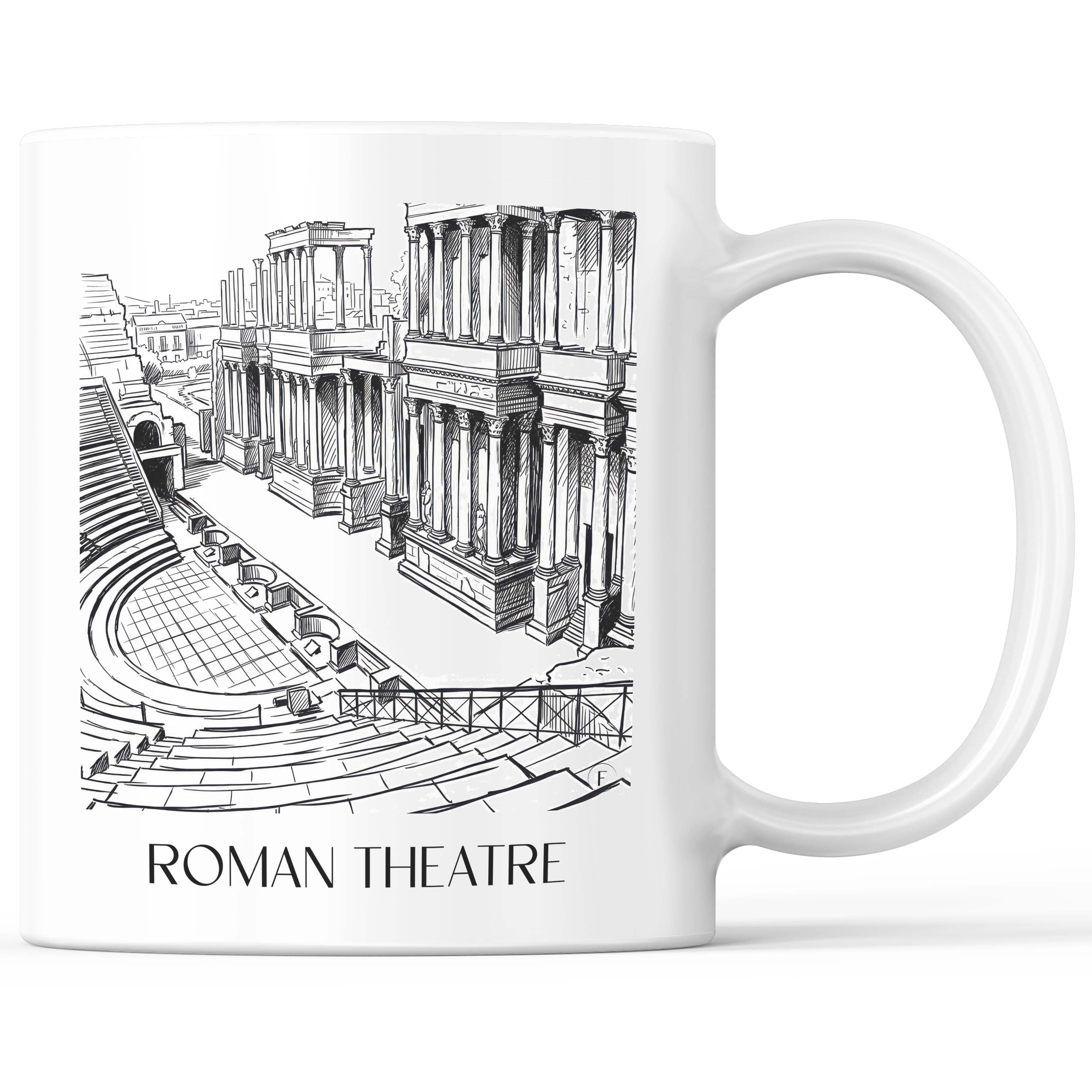 Teatro Romano Kaffeebecher - Mérída - Spanien Becher - Kaffeetasse im Skizze Stil - favplace