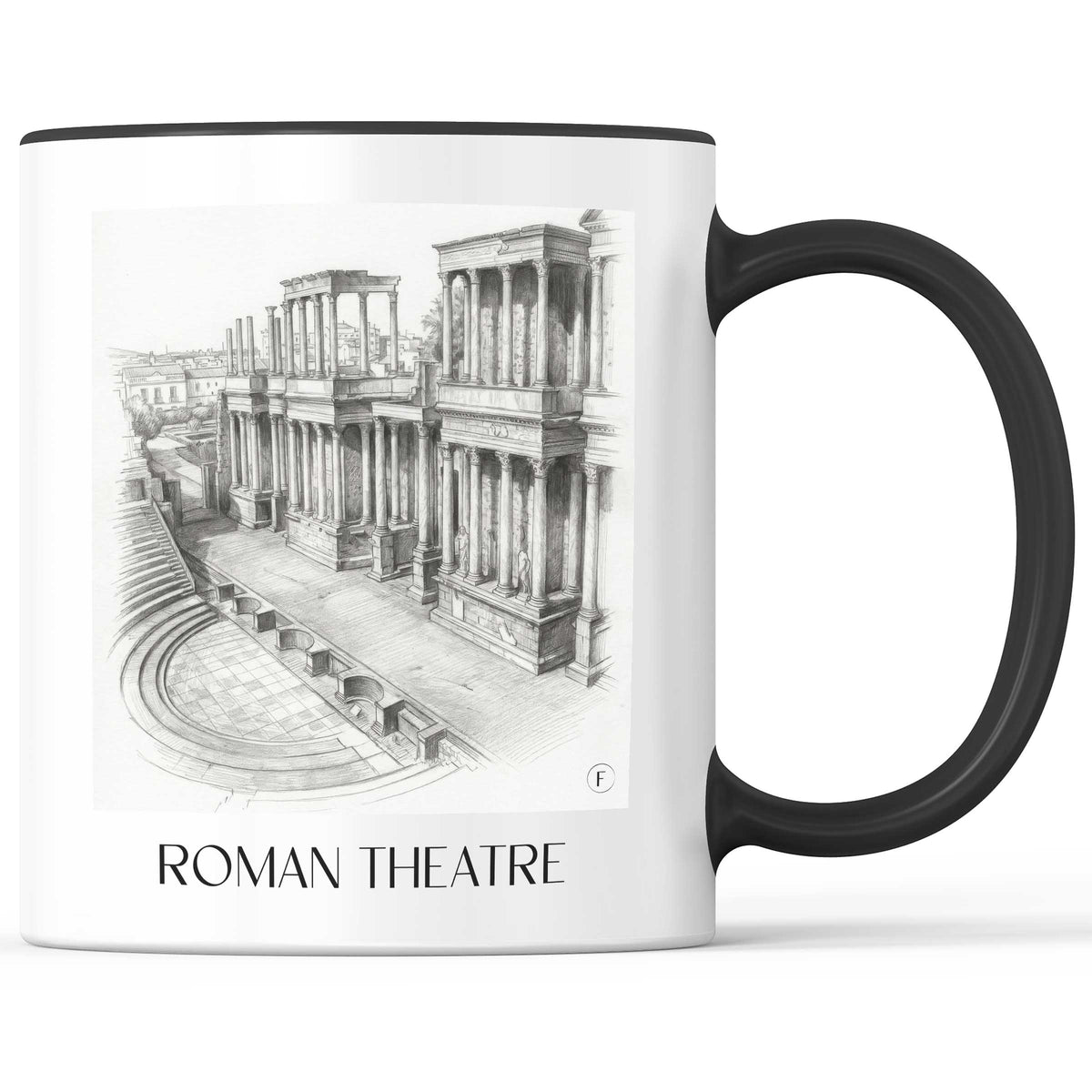 Teatro Romano Kaffeebecher - Mérída - Spanien Becher - Kaffeetasse im Zeichnung Stil - favplace