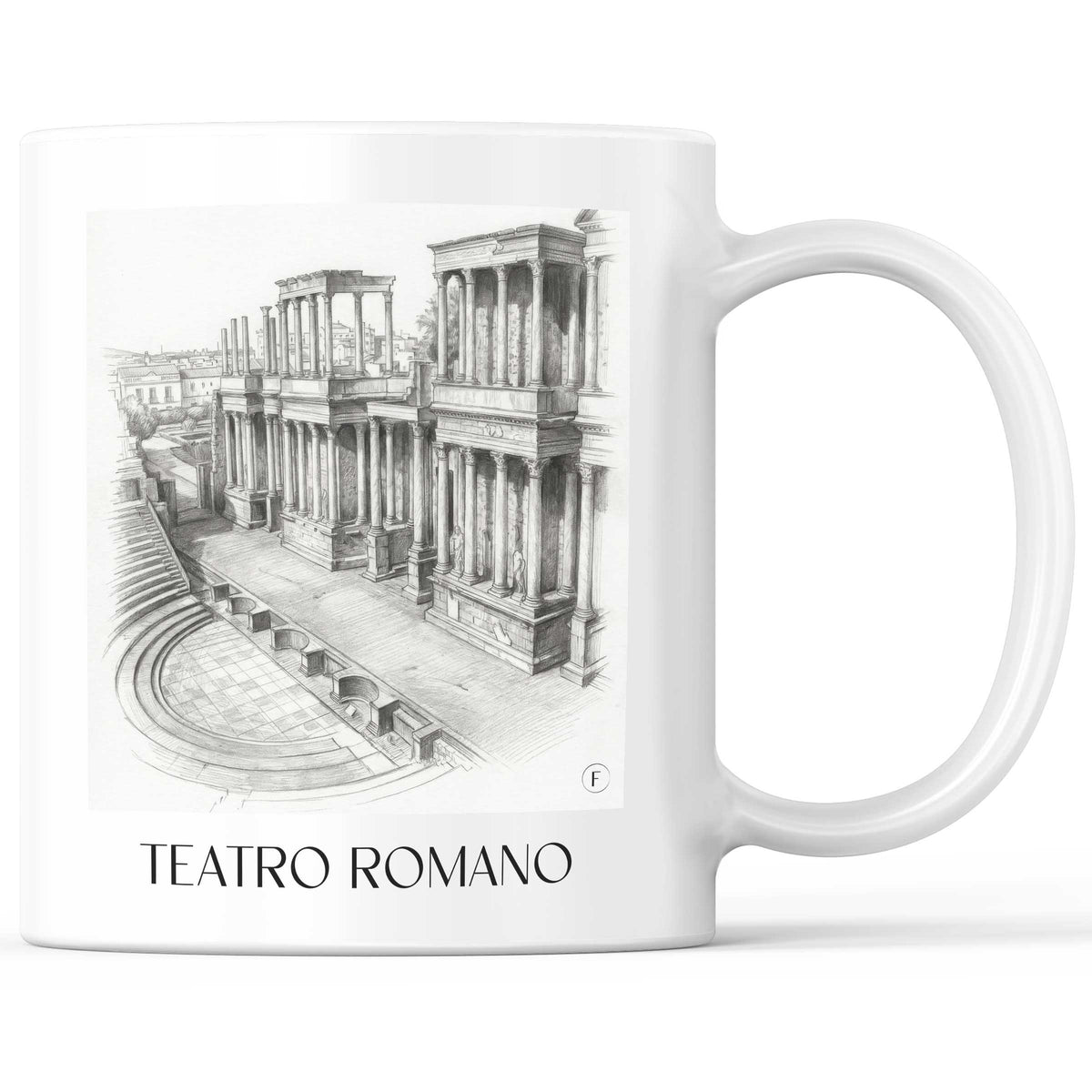 Teatro Romano Kaffeebecher - Mérída - Spanien Becher - Kaffeetasse im Zeichnung Stil - favplace
