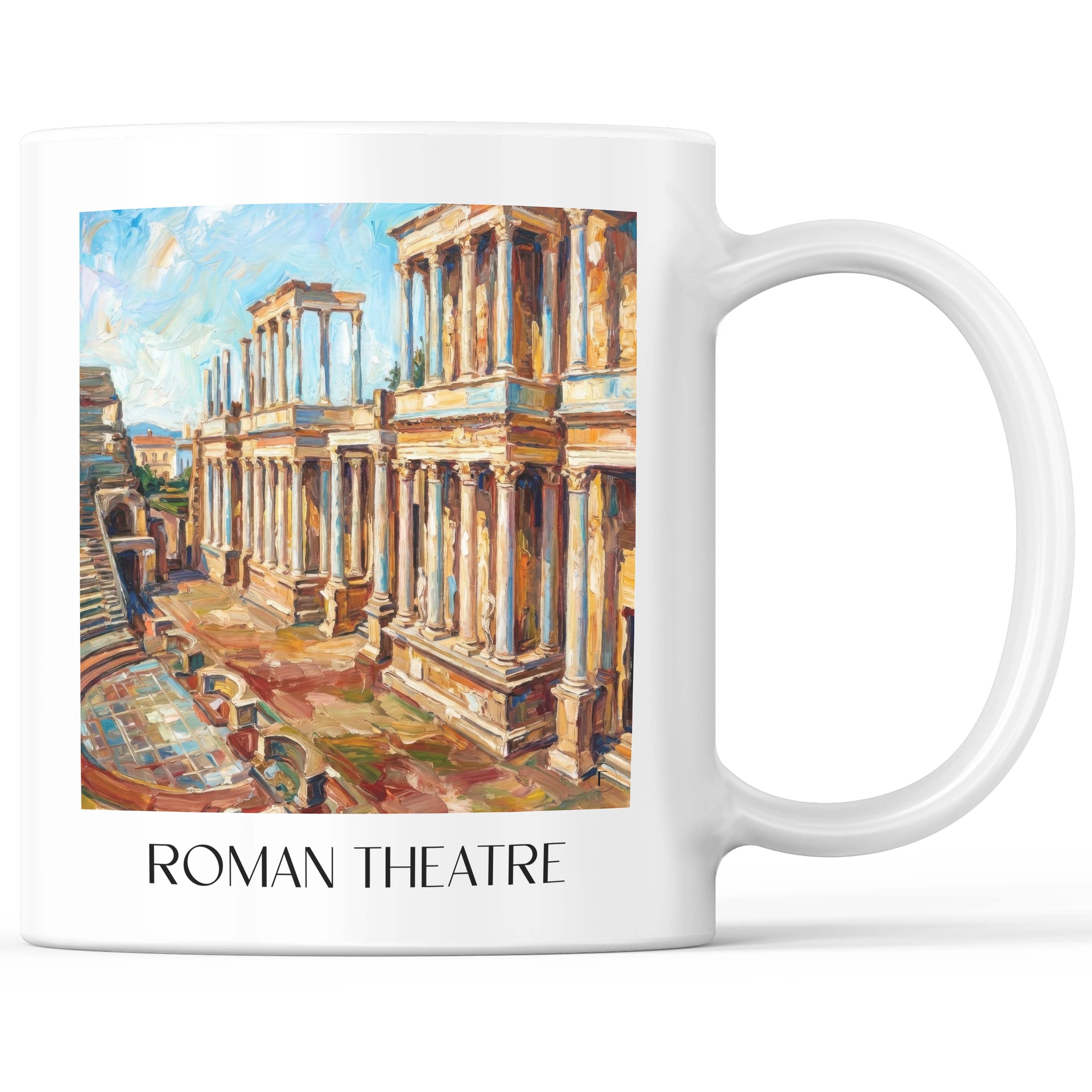 Teatro Romano Kaffeebecher - Mérída - Spanien Becher - Kaffeetasse im Ölgemälde Stil - favplace