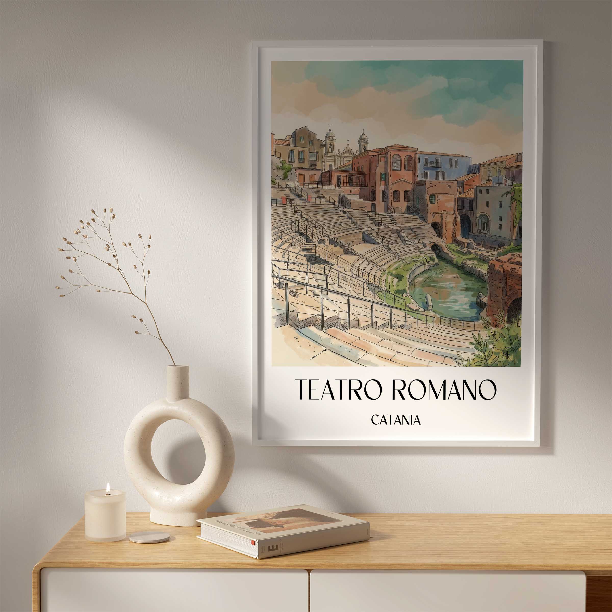 teatro-romano-catania-italien-poster-aquarell