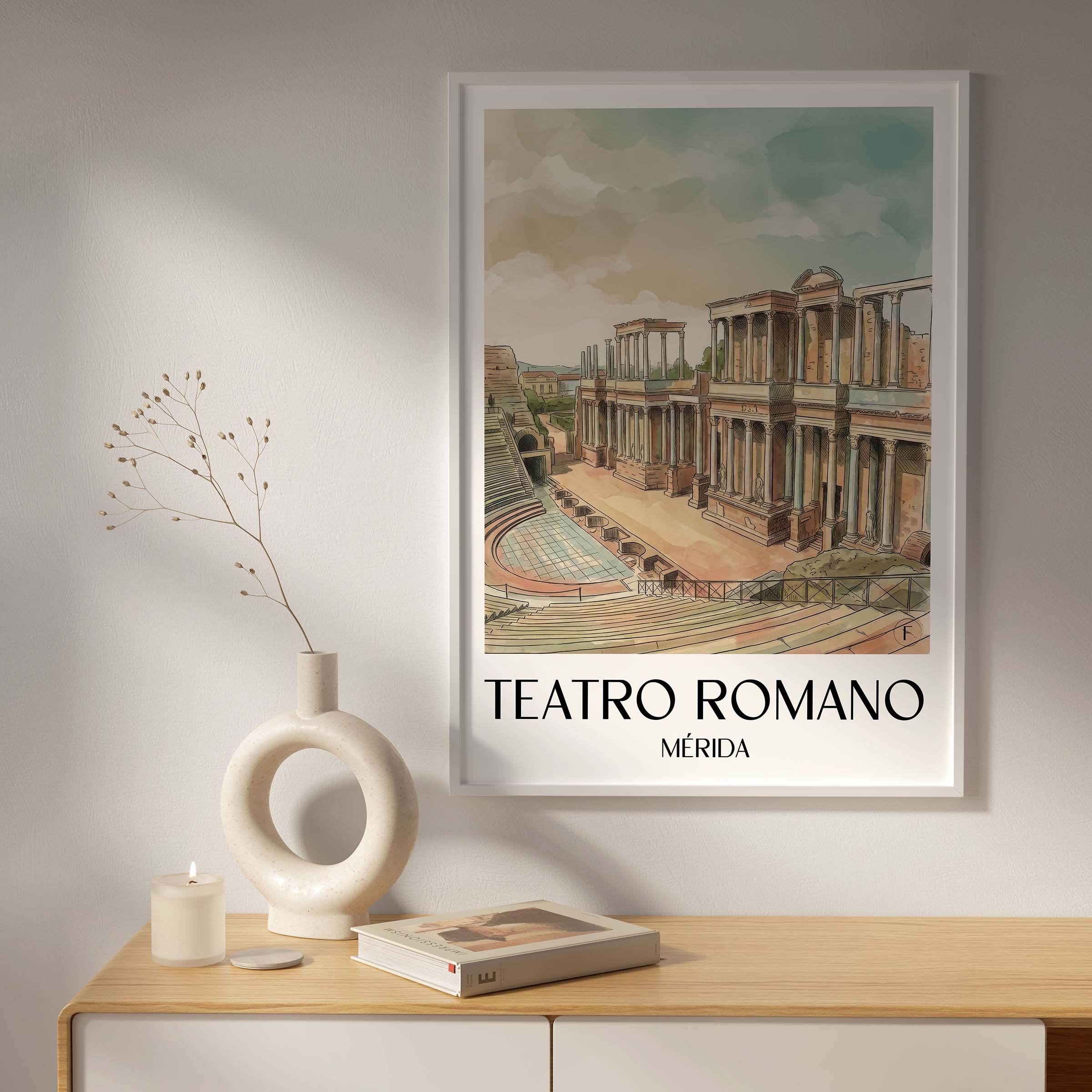 teatro-romano-mérída-spanien-poster-aquarell