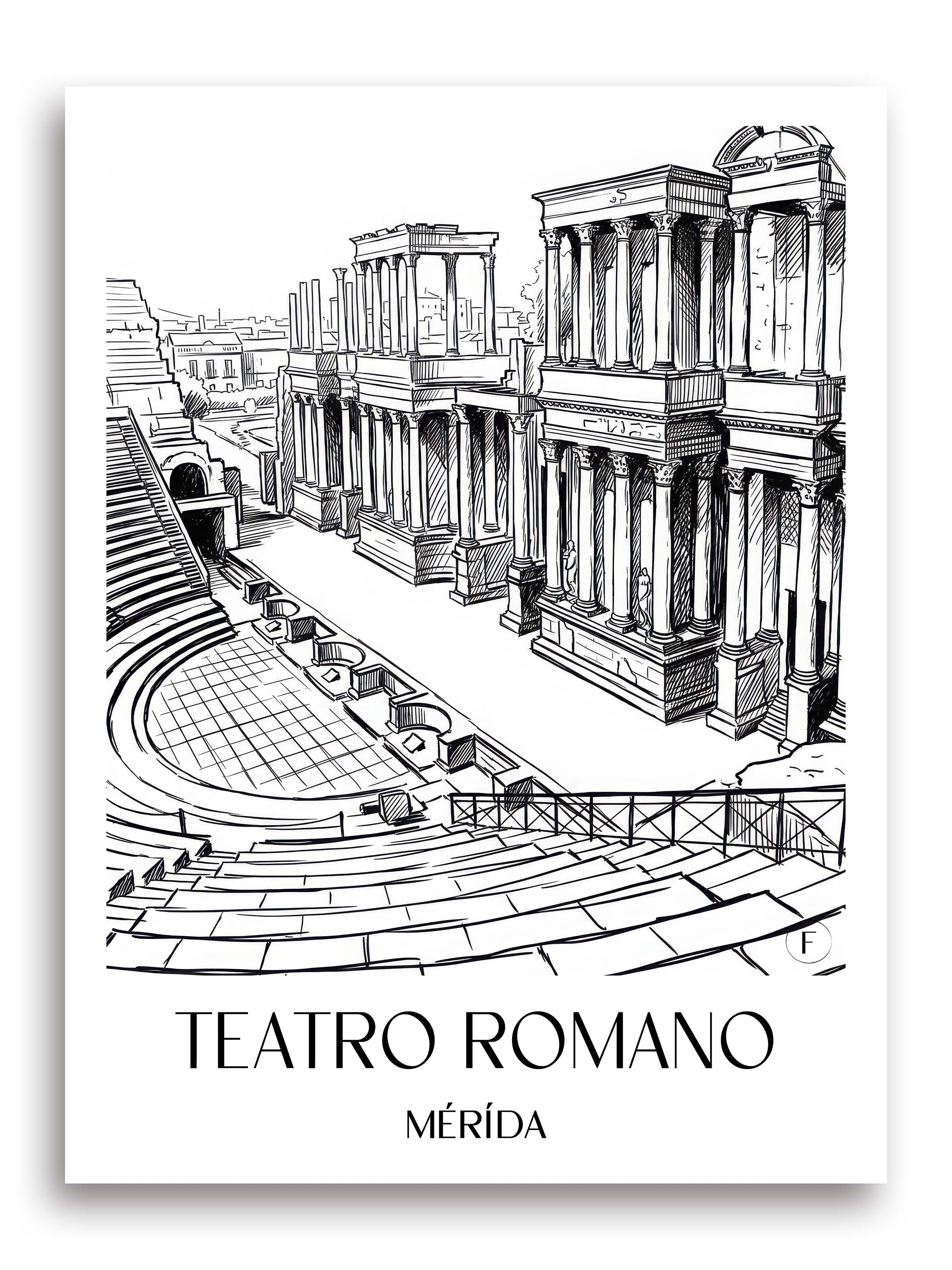 teatro-romano-mérída-spanien-poster-skizze