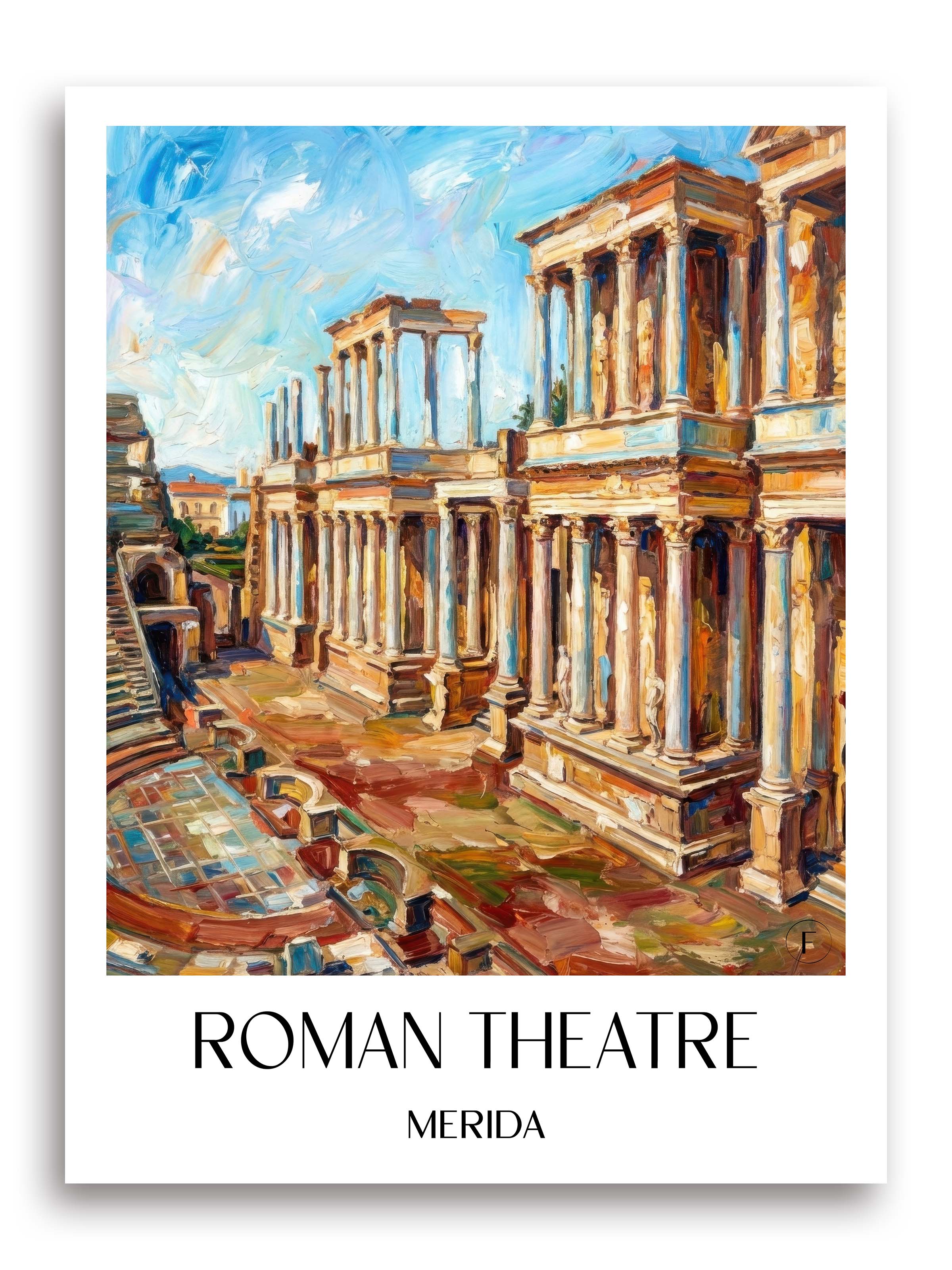 Teatro Romano Poster - Mérída - Spanien Kunstdruck - Ölgemälde von A4 bis A1 - favplace