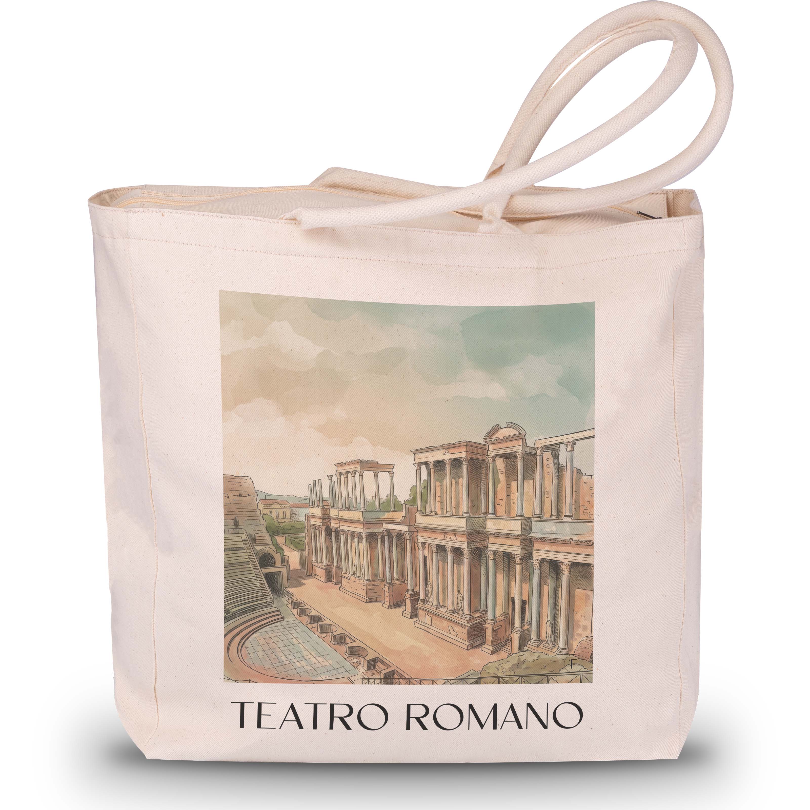 teatro-romano-mérída-spanien-einkaufstasche-aquarell