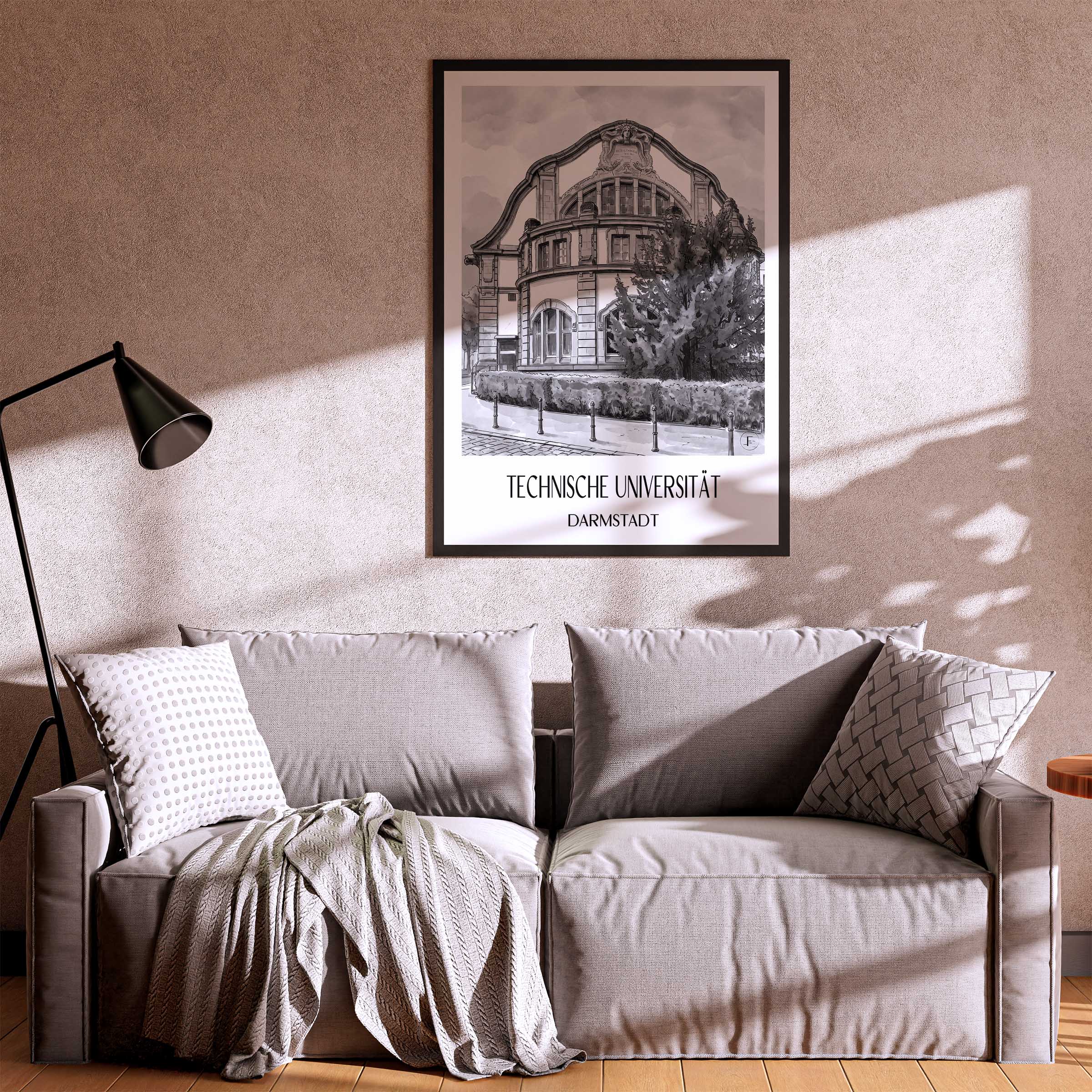 technische-universität-darmstadt-deutschland-poster-aquarell-schwarz-weiss