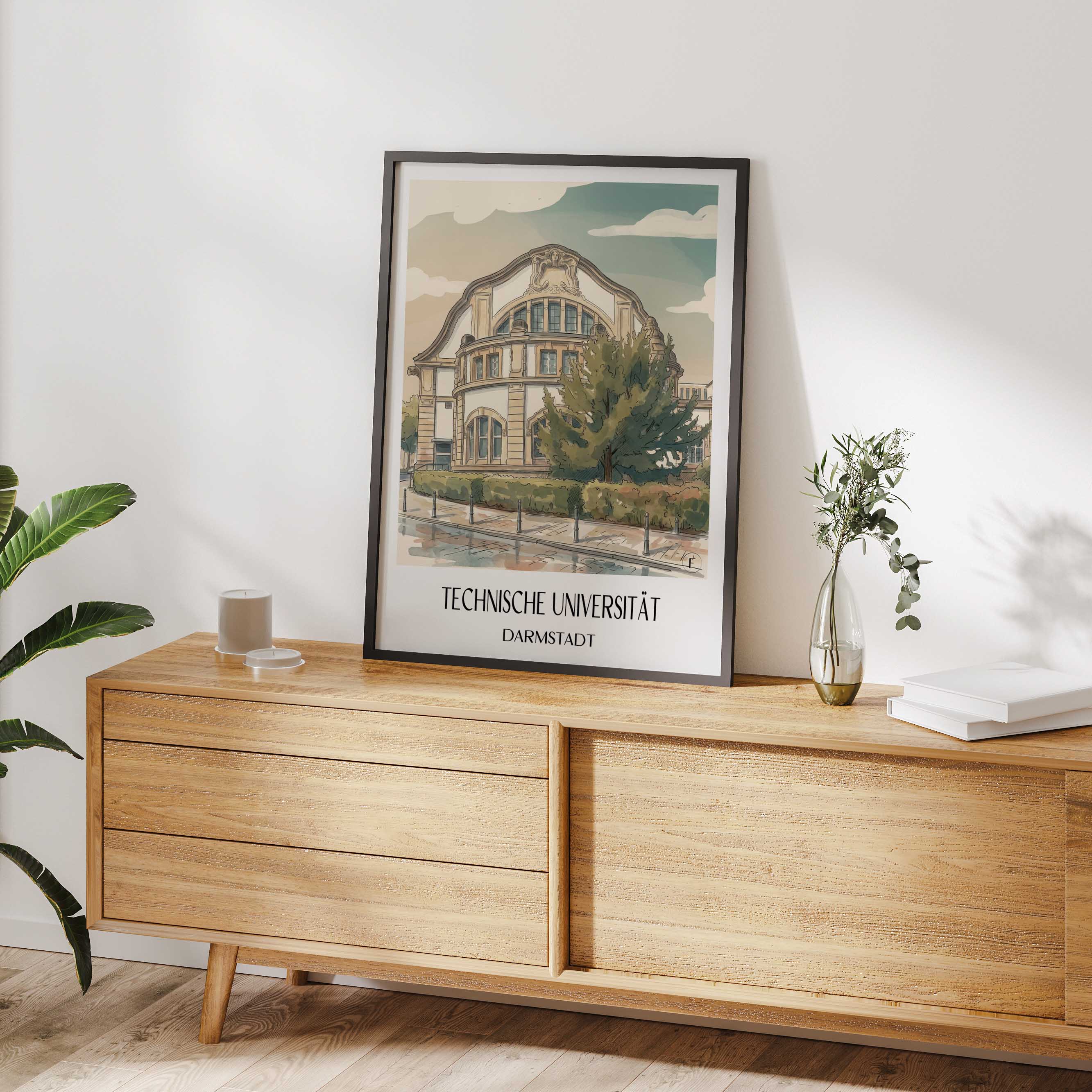 technische-universität-darmstadt-deutschland-poster-aquarell