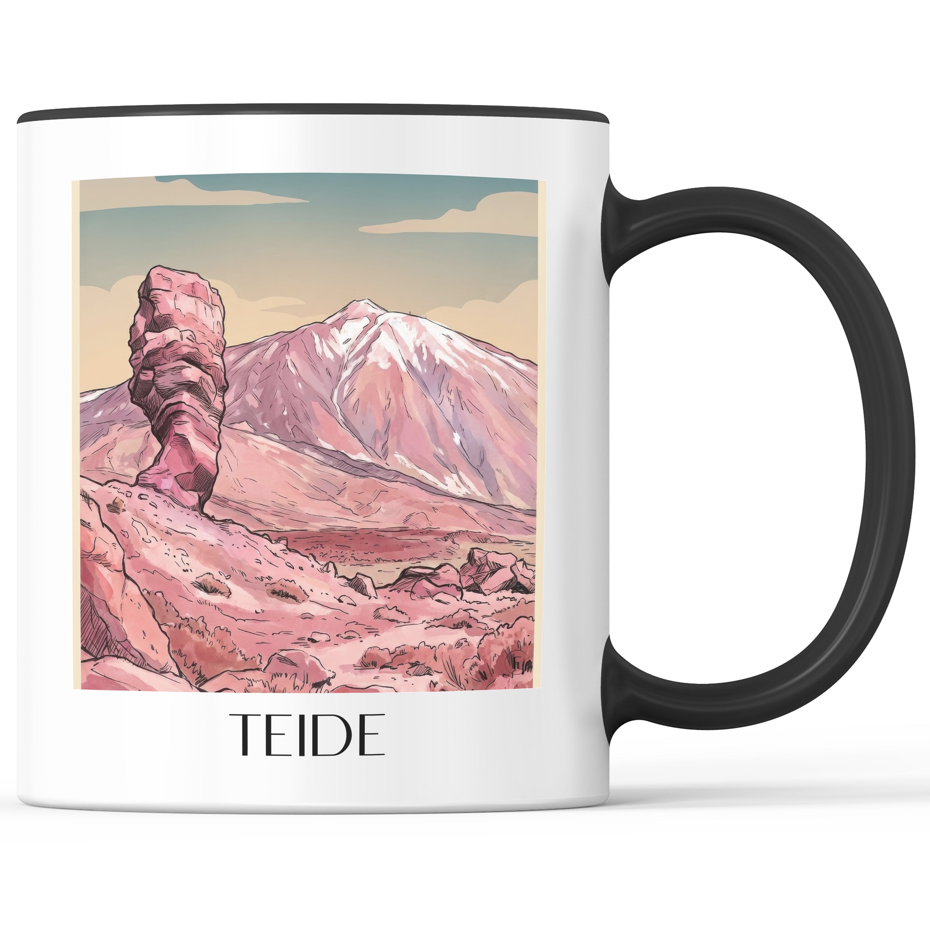 teide-teneriffa-spanien-kaffeebecher-aquarell-pink-rosa
