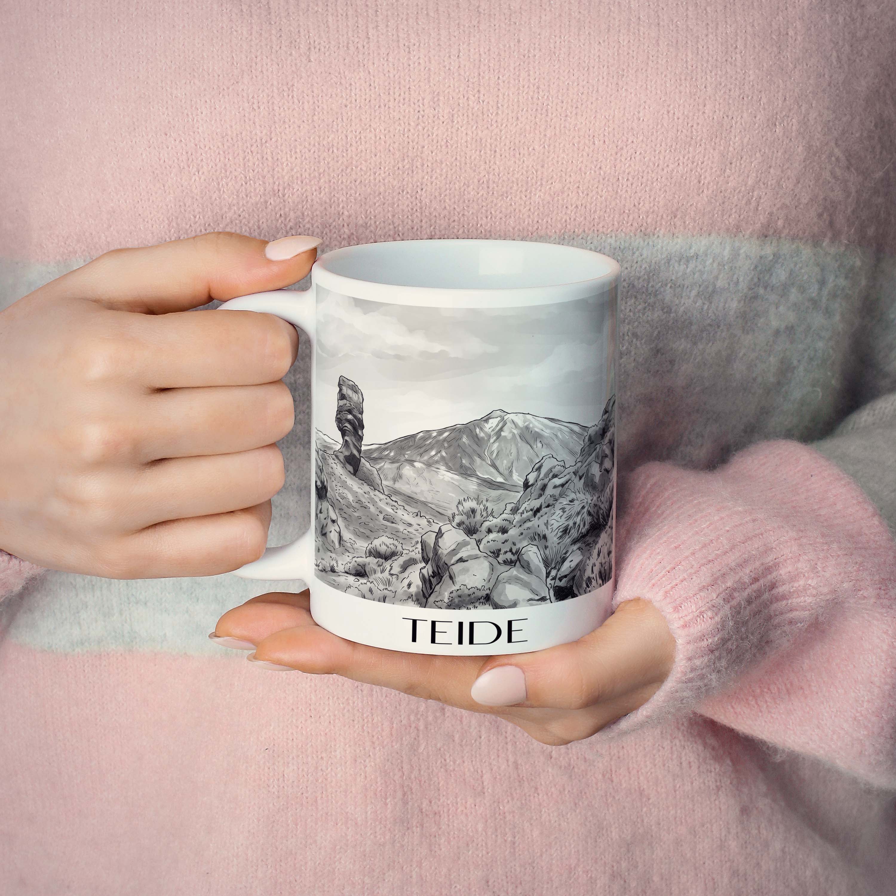 teide-teneriffa-spanien-kaffeebecher-aquarell-schwarz-weiss
