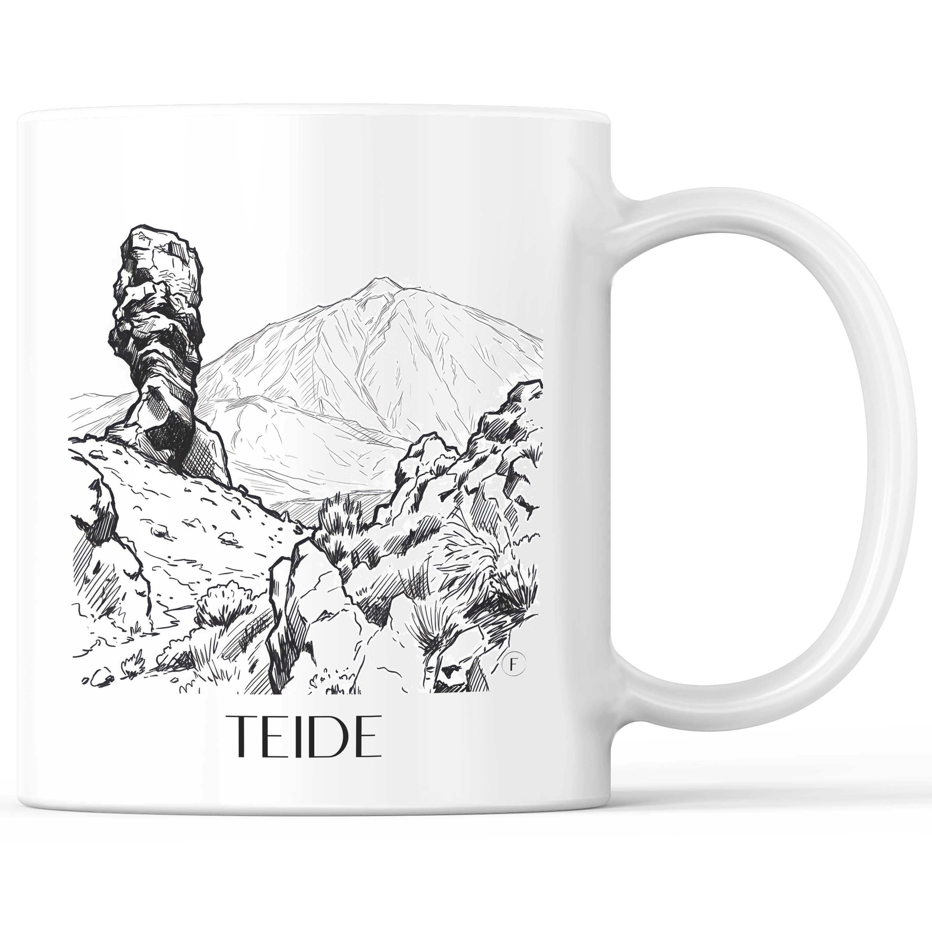 Teide Kaffeebecher - Teneriffa - Spanien Becher - Kaffeetasse im Skizze Stil - favplace