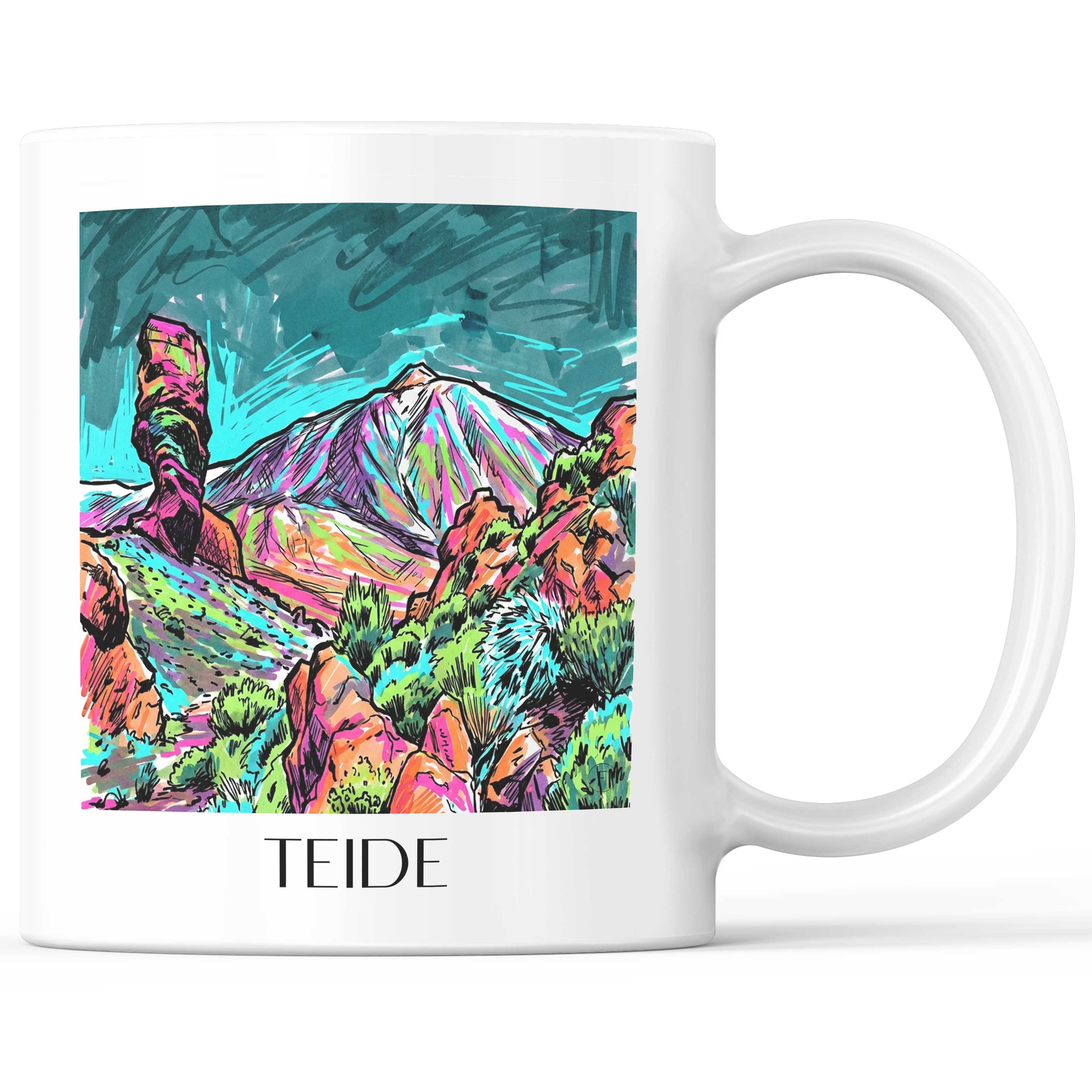 Teide Kaffeebecher - Teneriffa - Spanien Becher - Kaffeetasse im Tag Graffiti Stil - favplace