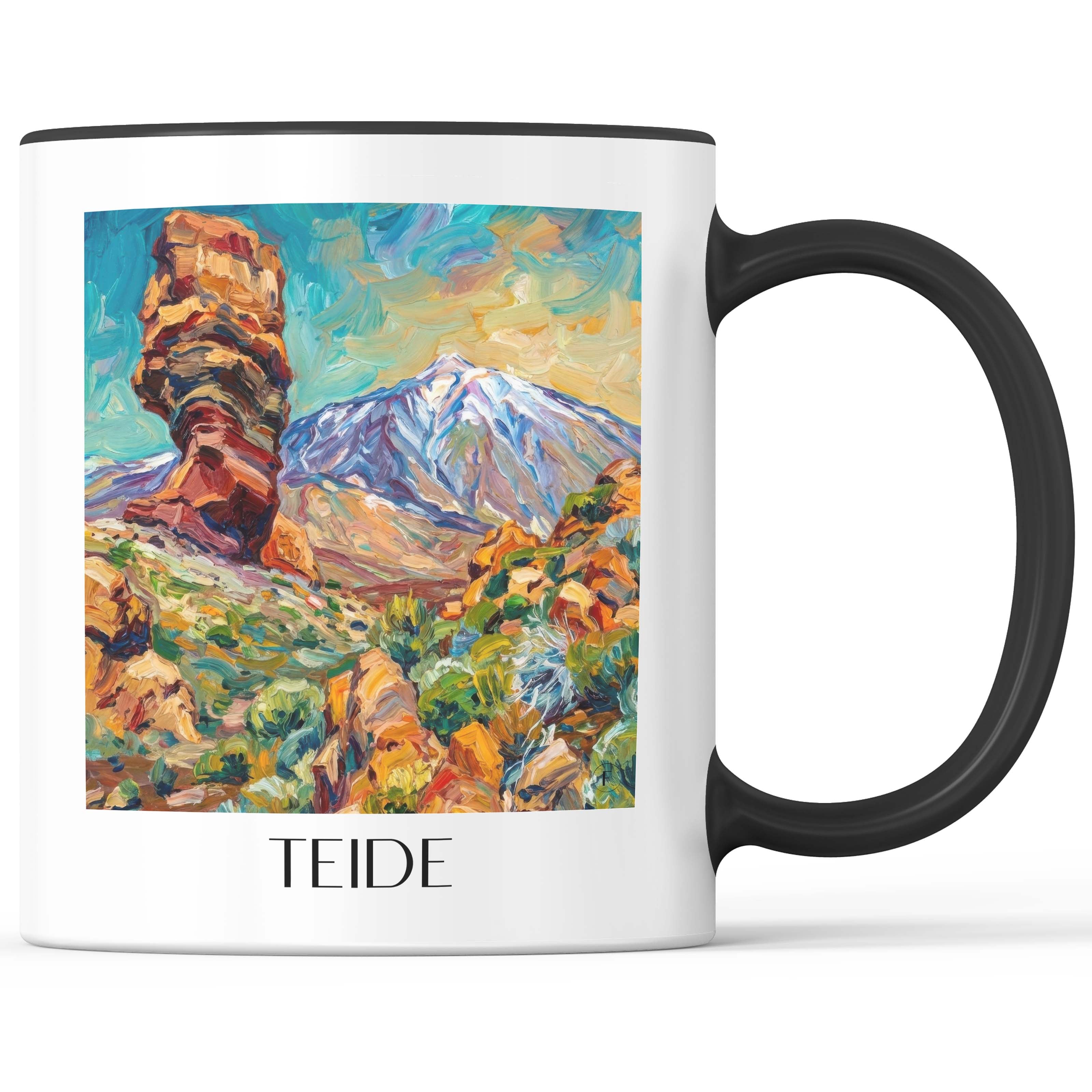 Teide Kaffeebecher - Teneriffa - Spanien Becher - Kaffeetasse im Ölgemälde Stil - favplace