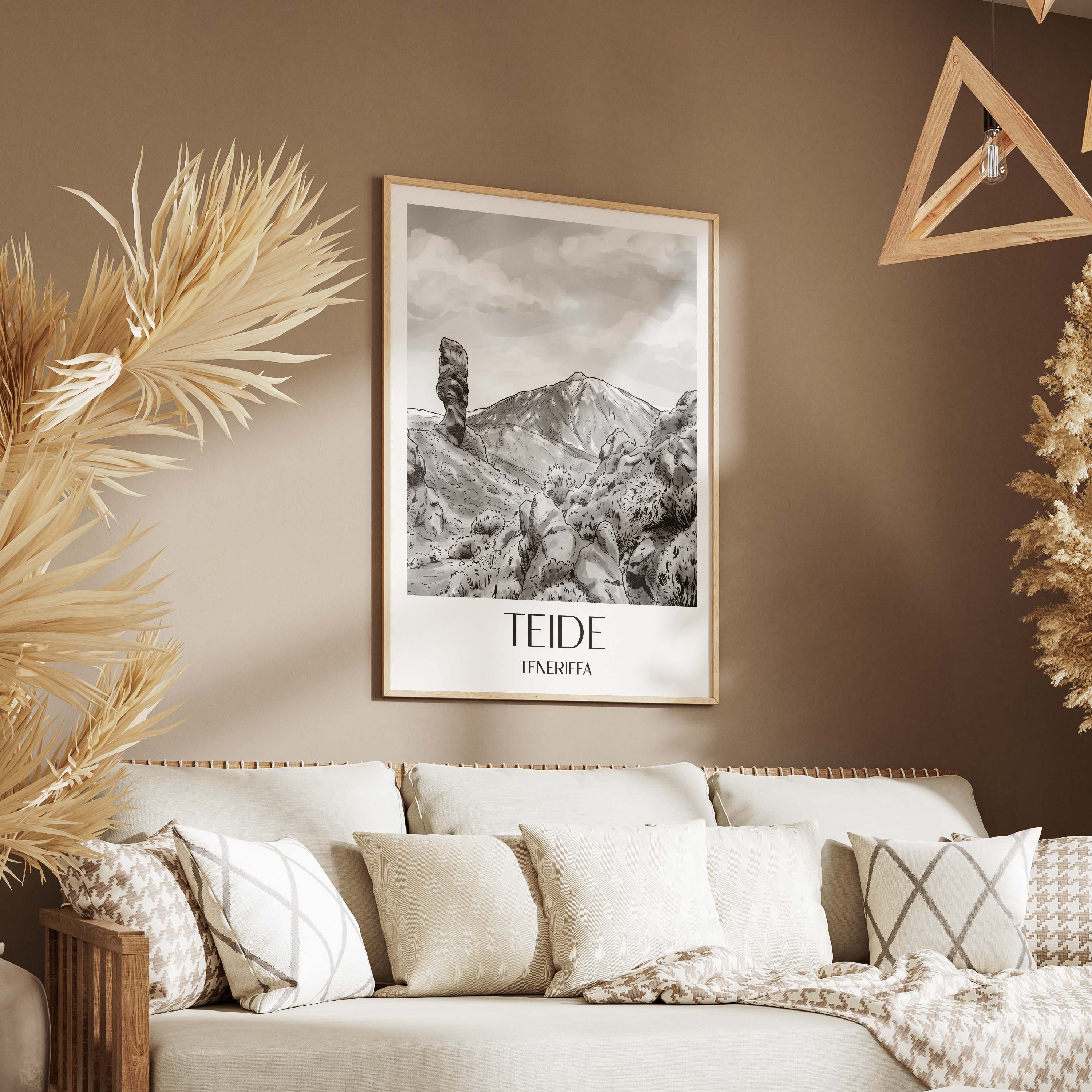 teide-teneriffa-spanien-poster-aquarell-schwarz-weiss