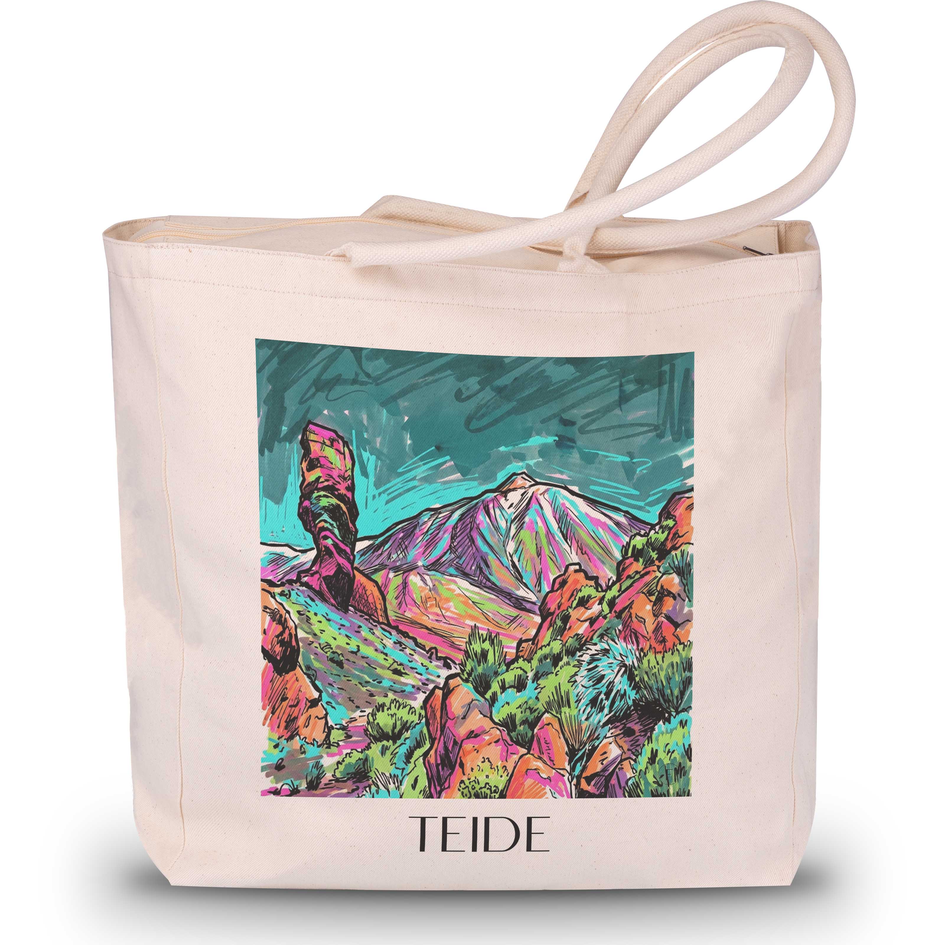 Teide Shopping Tasche - Teneriffa - Spanien Tote Bag - Einkaufstasche im Tag Graffiti Stil - favplace