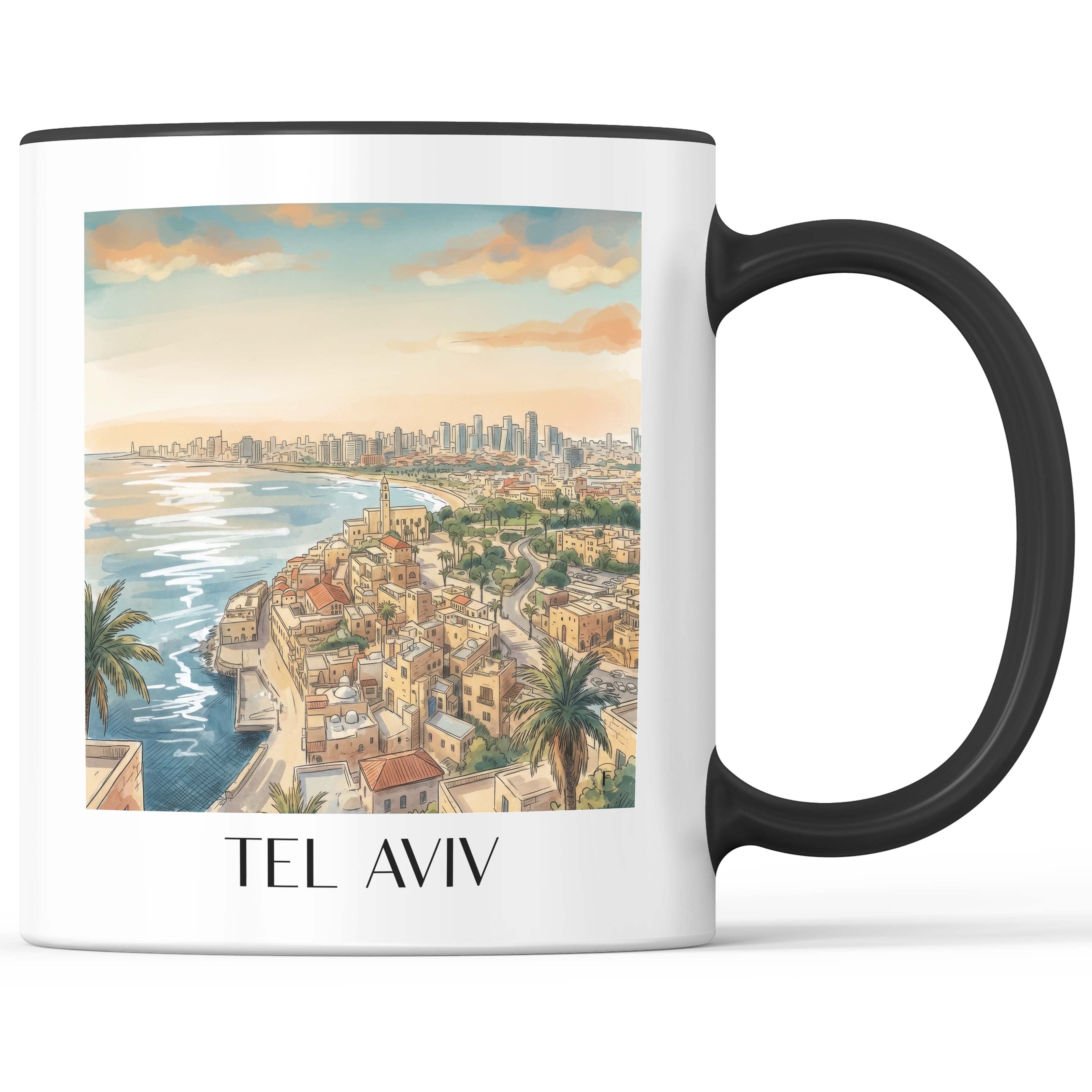 Tel Aviv - Israel Becher - Kaffeetasse im Aquarell Stil - favplace