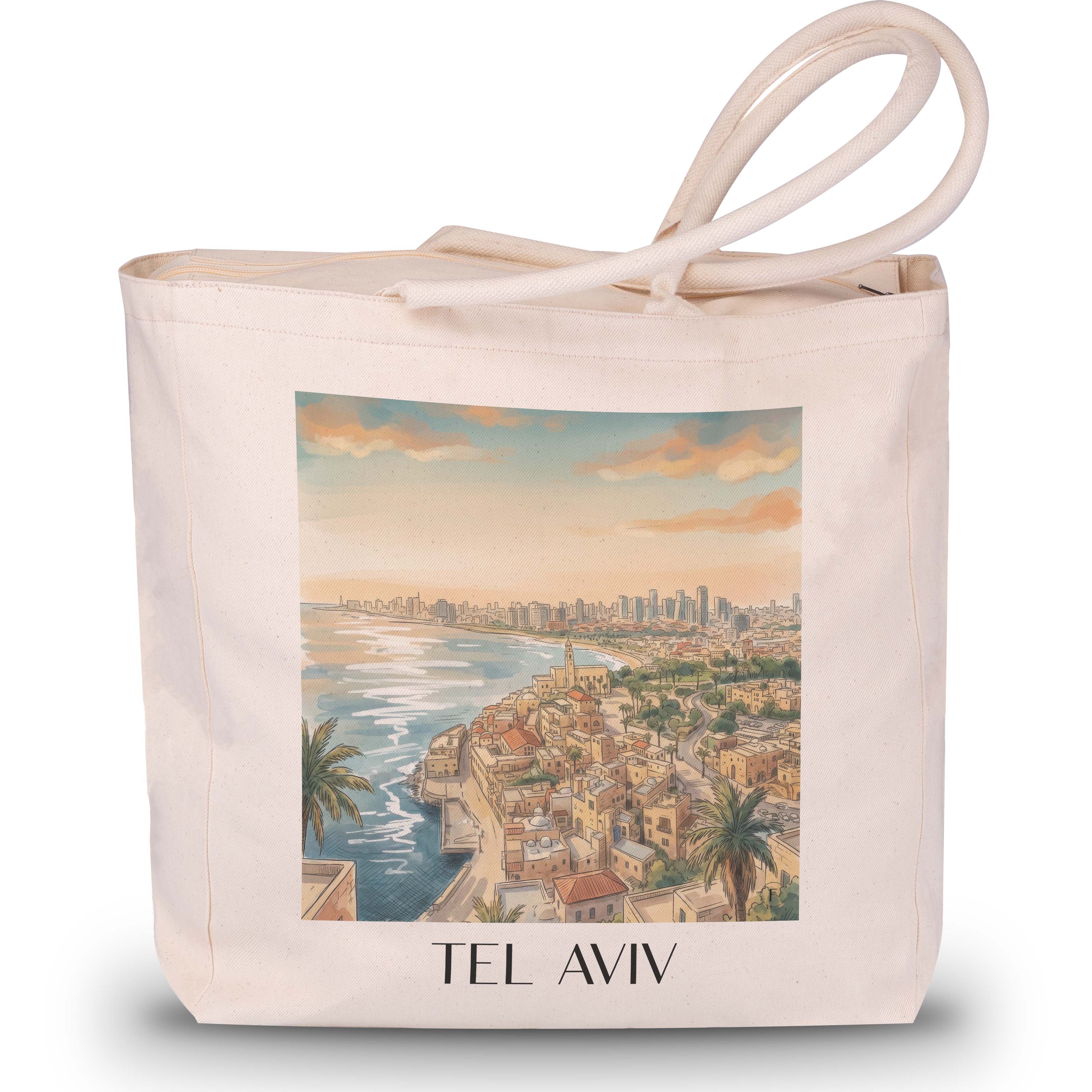tel-aviv-israel-einkaufstasche-aquarell
