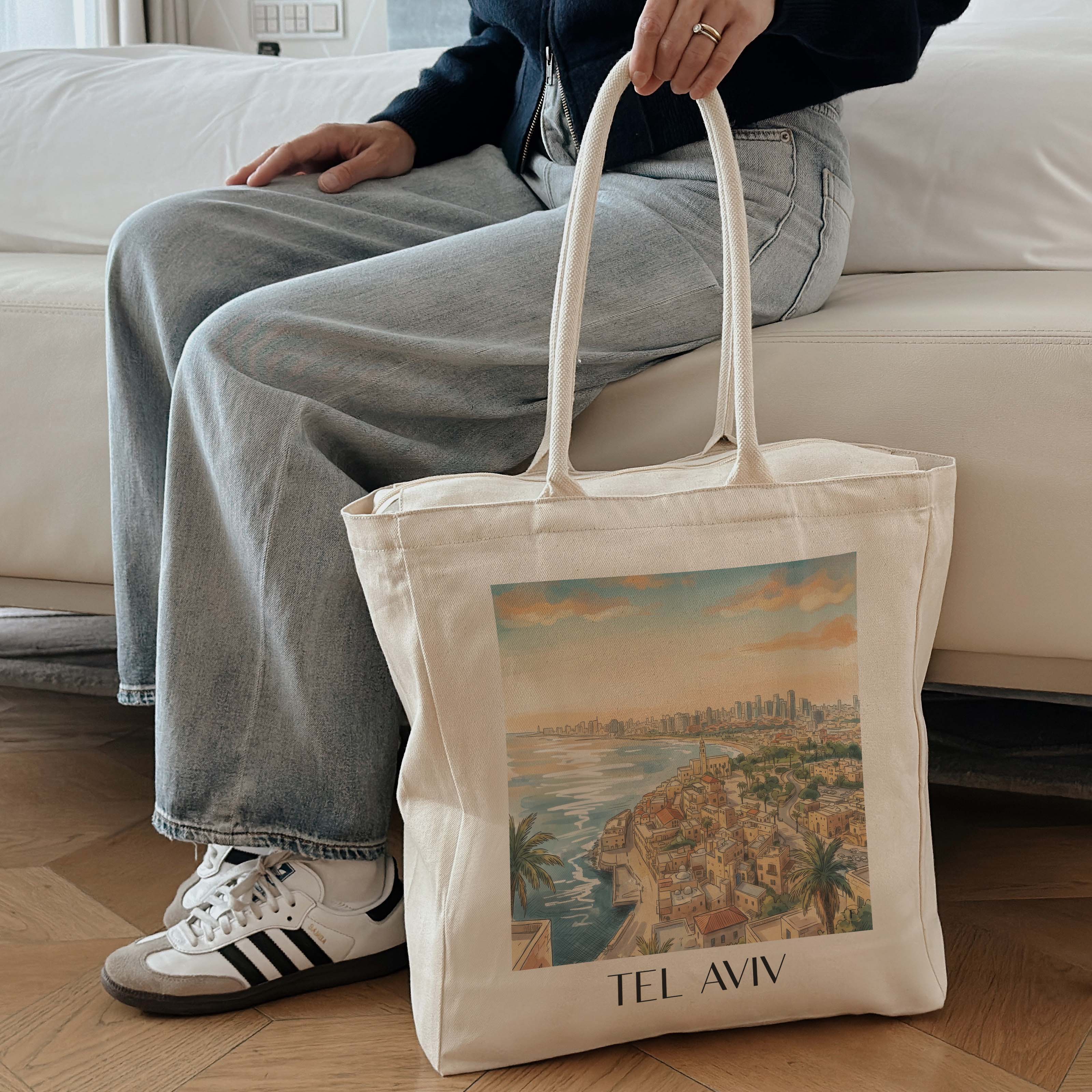 tel-aviv-israel-einkaufstasche-aquarell