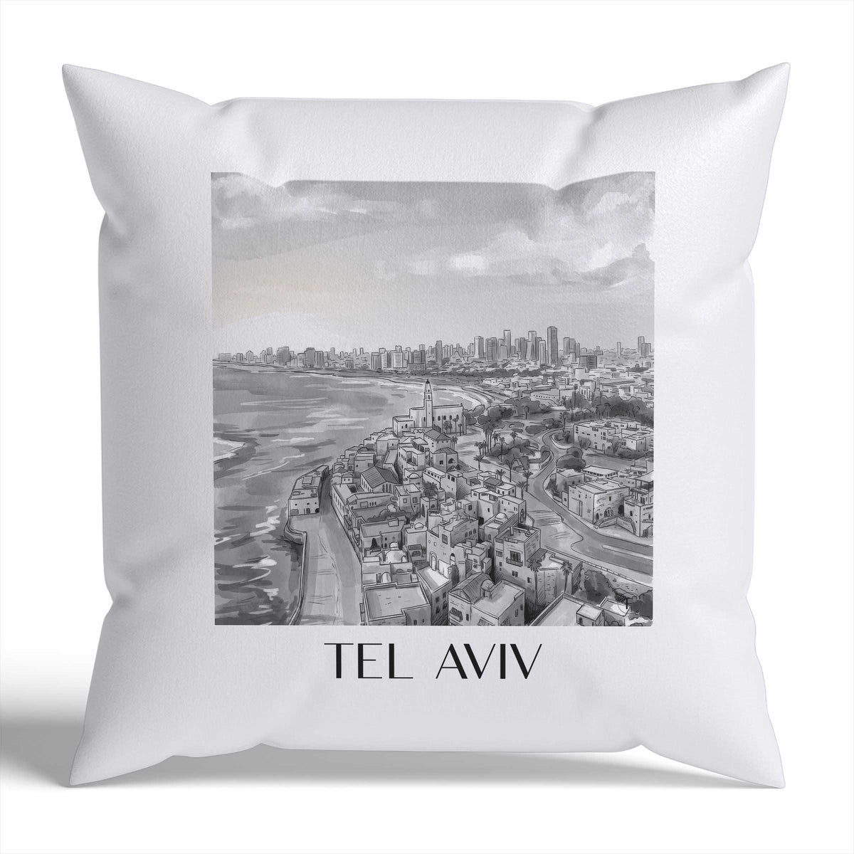 tel-aviv-israel-israel-kissenbezug-aquarell-schwarz-weiss